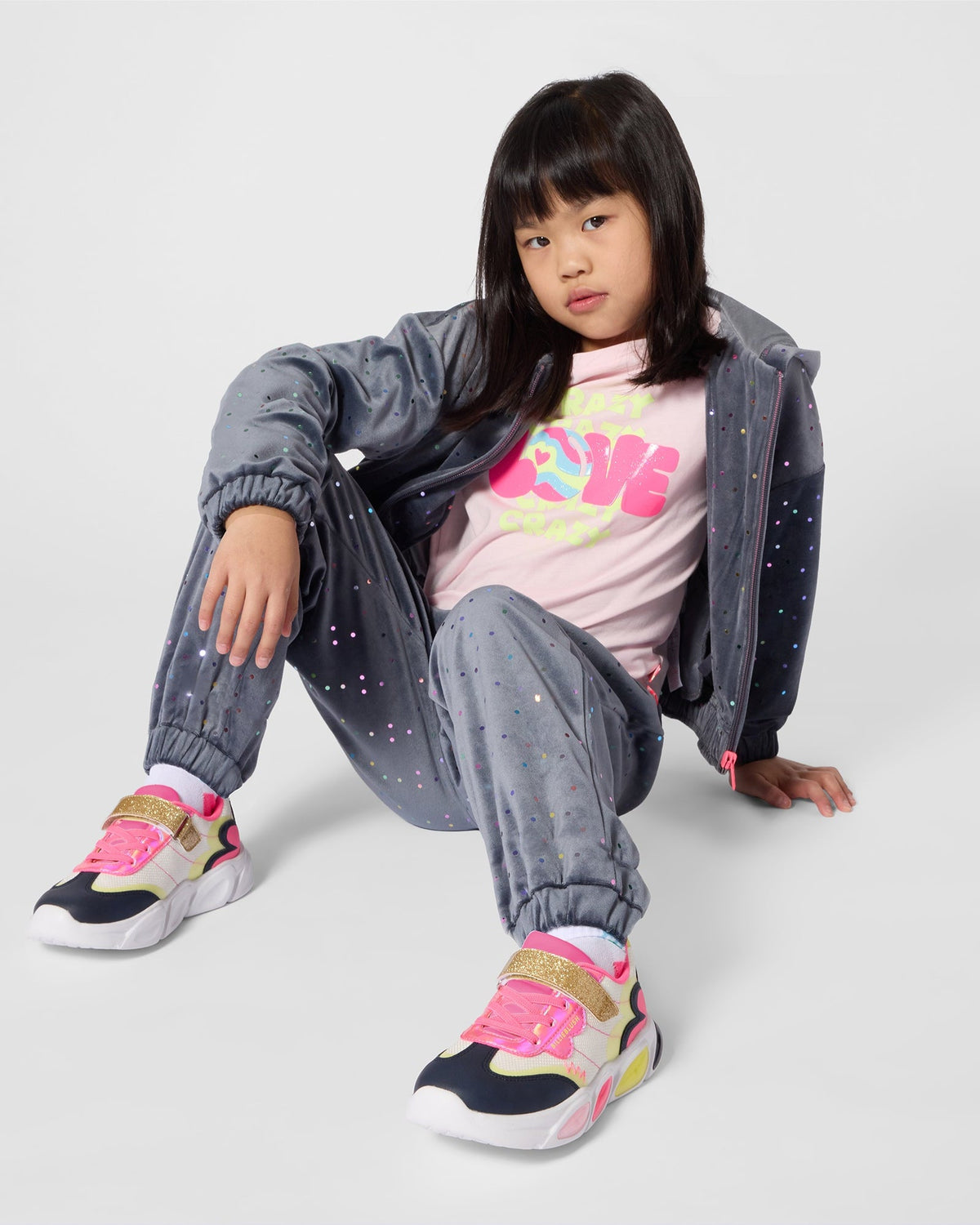 Billie Blush Girls Velvet Joggers