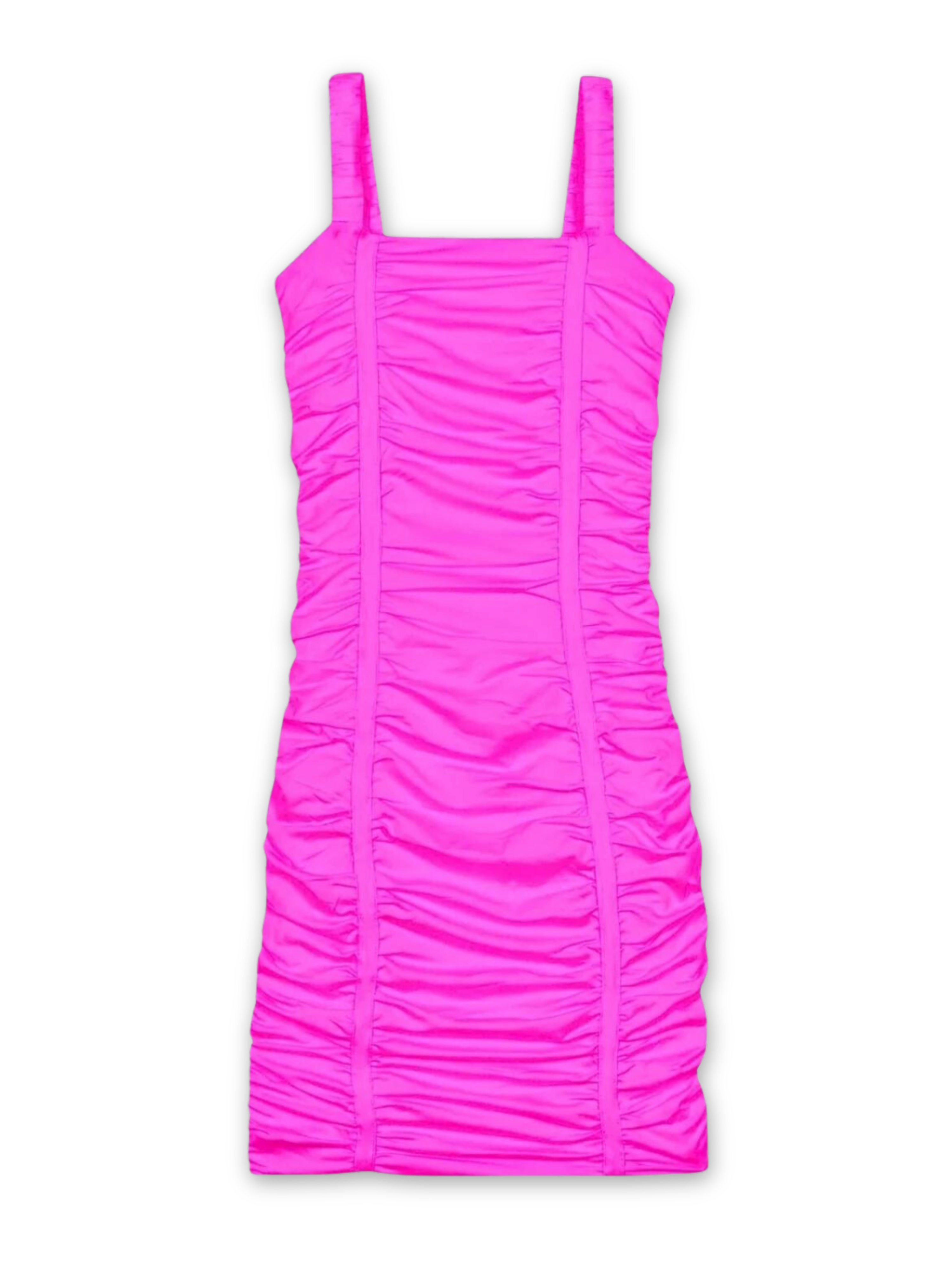 Neon pink ruched on sale dress