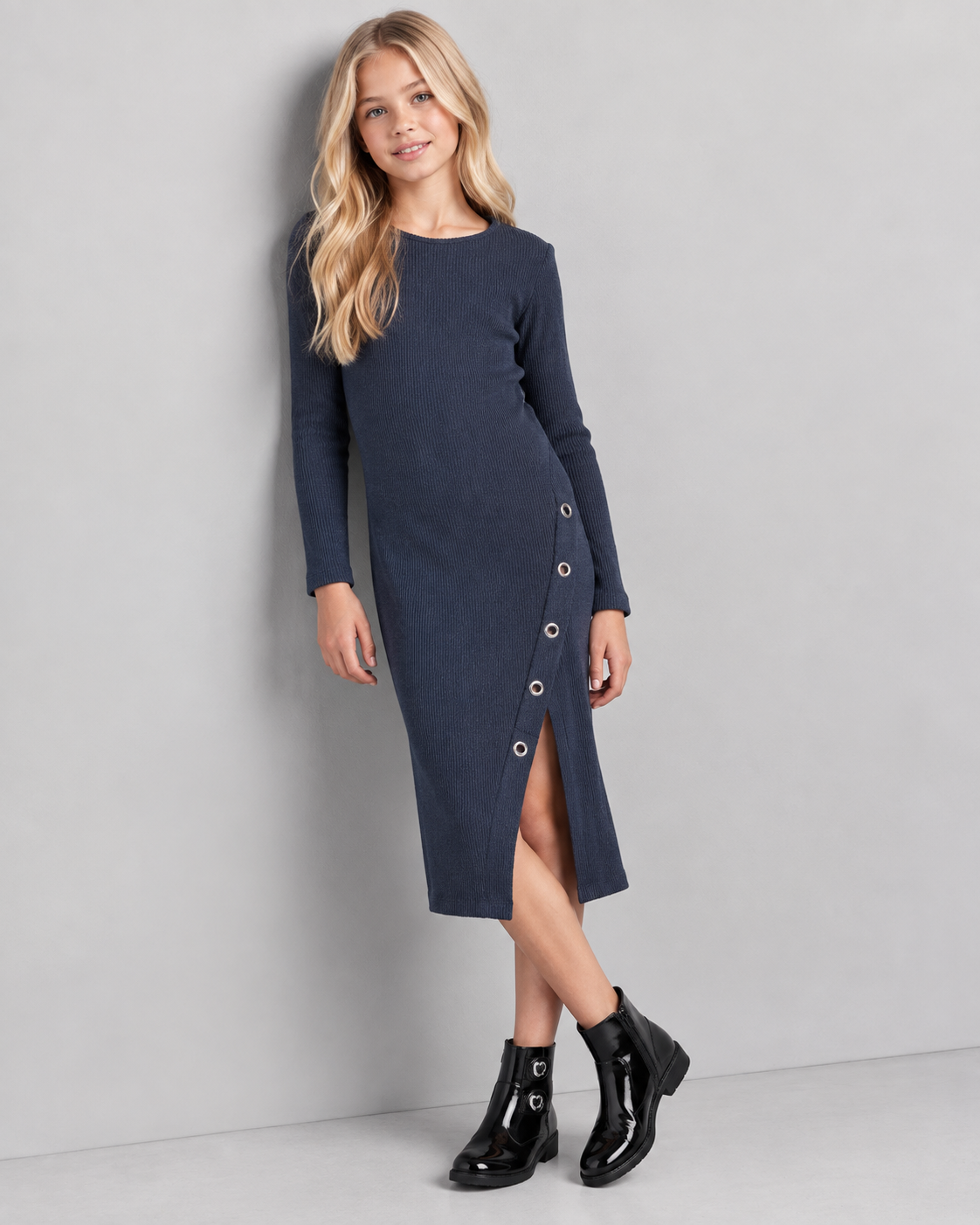 Mayoral Girls Ribbed Midi Dress_ 7915