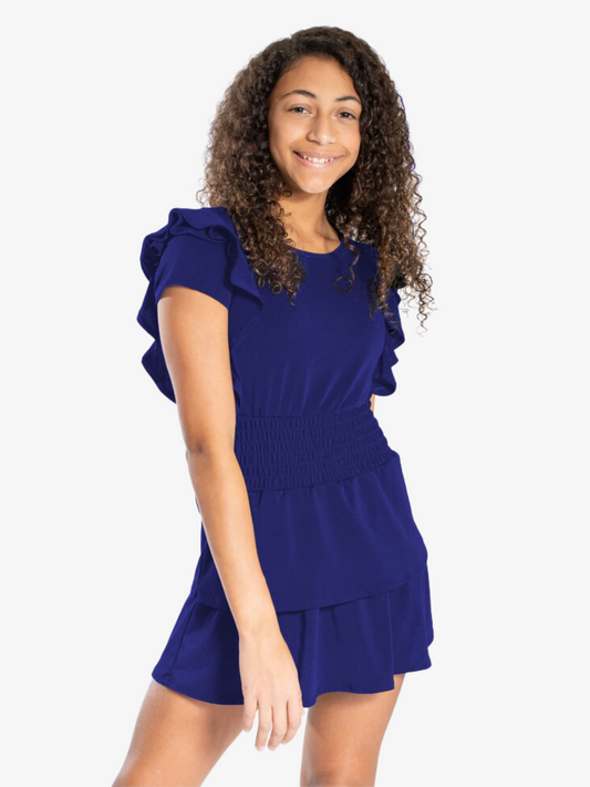 Cheryl Kids Blue Ruffle Fit & Flare Dress _6004-6498