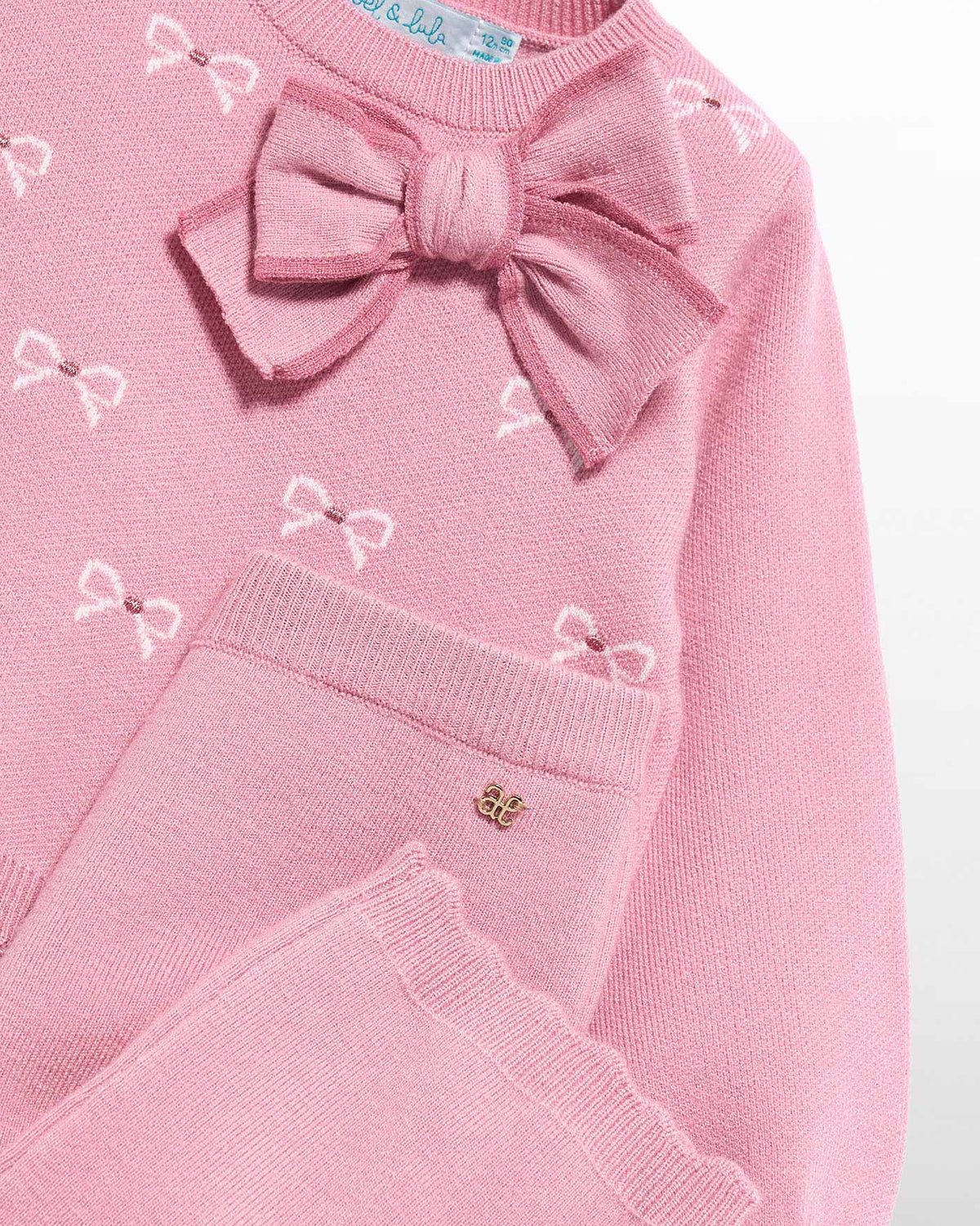 Abel & Lula Baby Girls Bow Knit Pants Set
