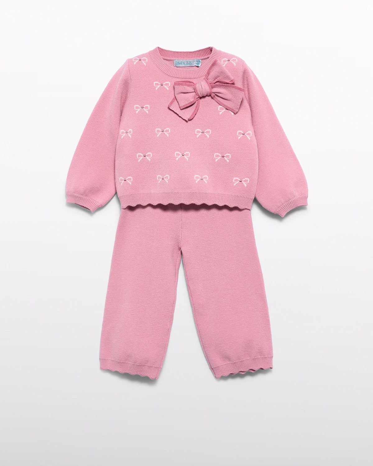 Abel & Lula Baby Girls Bow Knit Pants Set