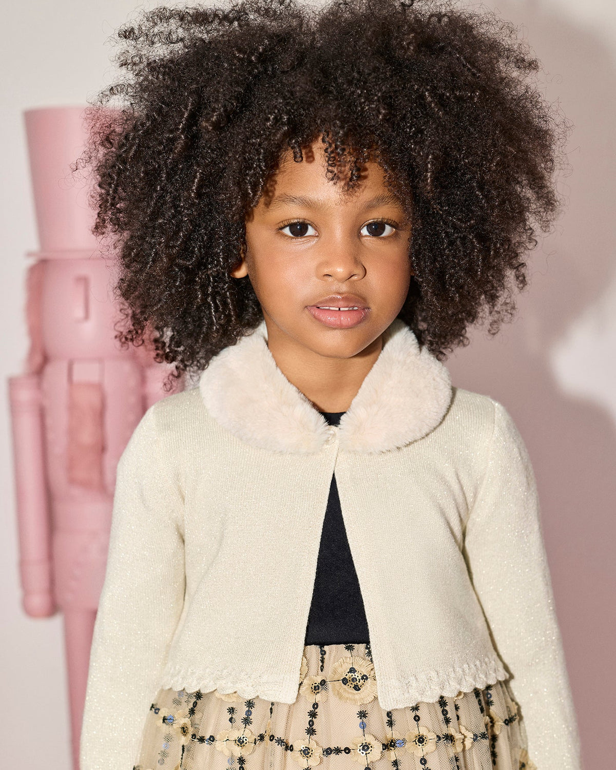 Abel & Lula Girls Fur Knit Cardigan