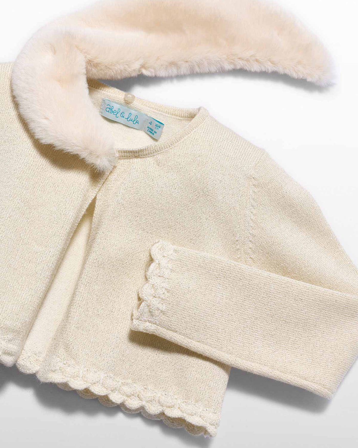 Abel & Lula Girls Fur Knit Cardigan