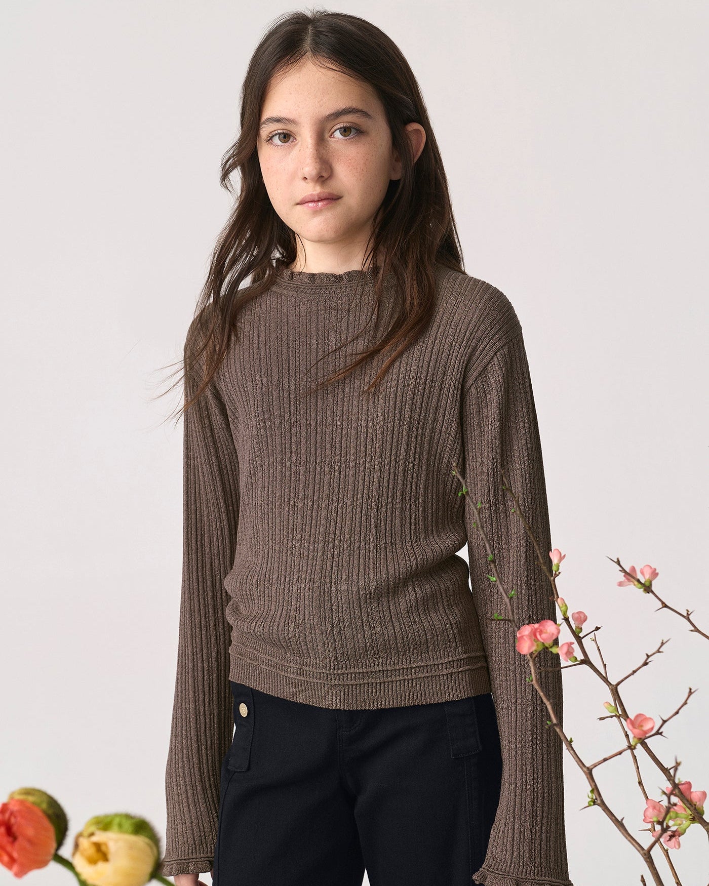Abel & Lula Girls Shimmer Mock Neck Sweater