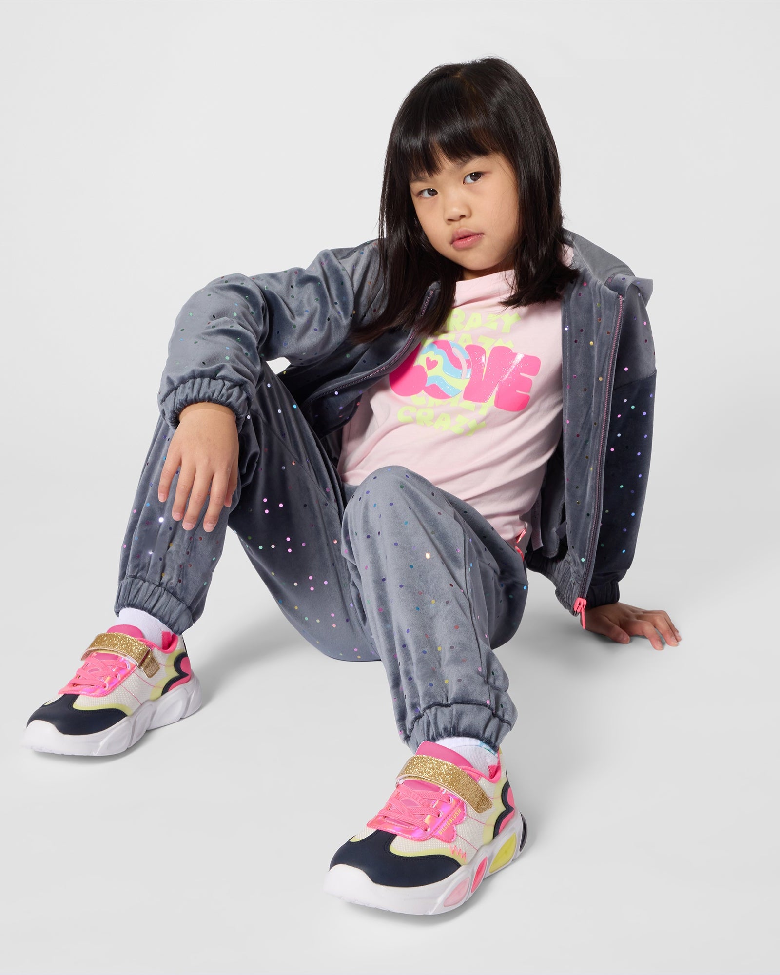 Billie Blush Girls Velvet Joggers