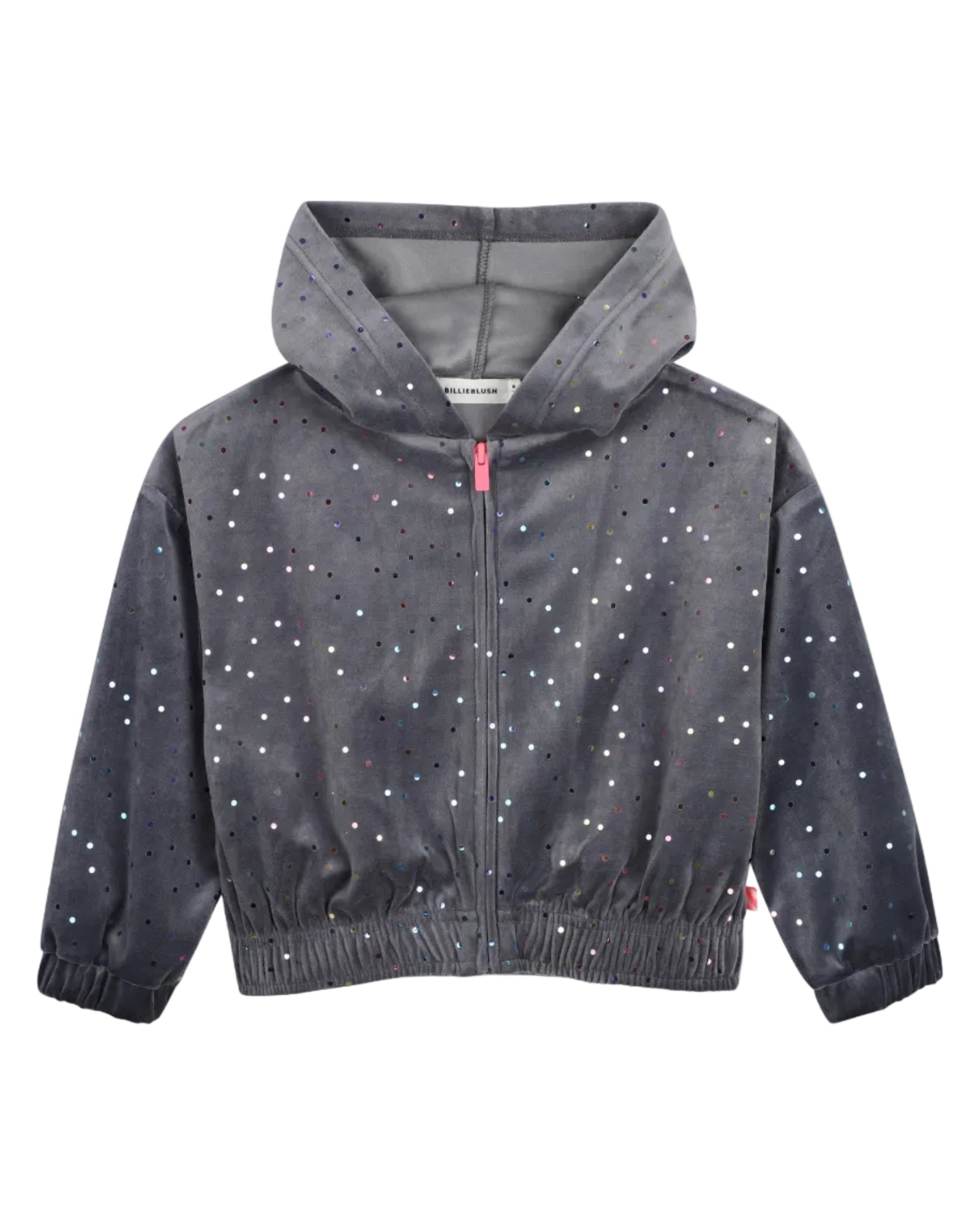 Billie Blush Girls Velvet Zip Up Hoodie