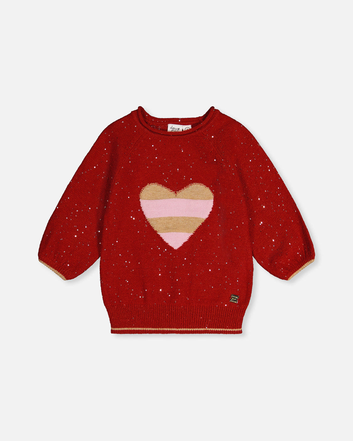Deux Par Deux Girls Sequin Knit Sweater
