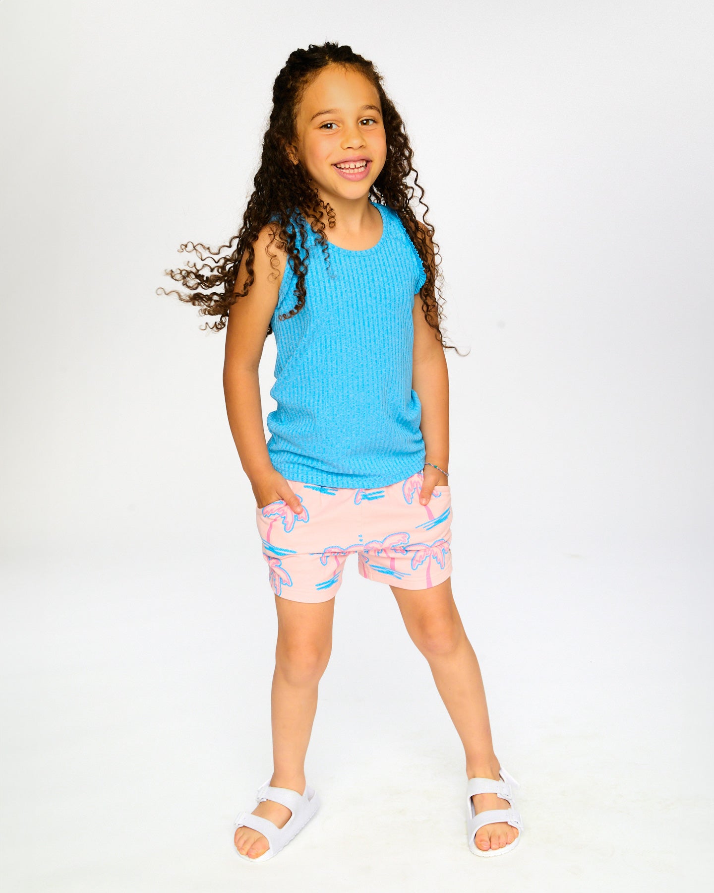 Deux Par Deux Girls Printed Terry Shorts_ H30G26