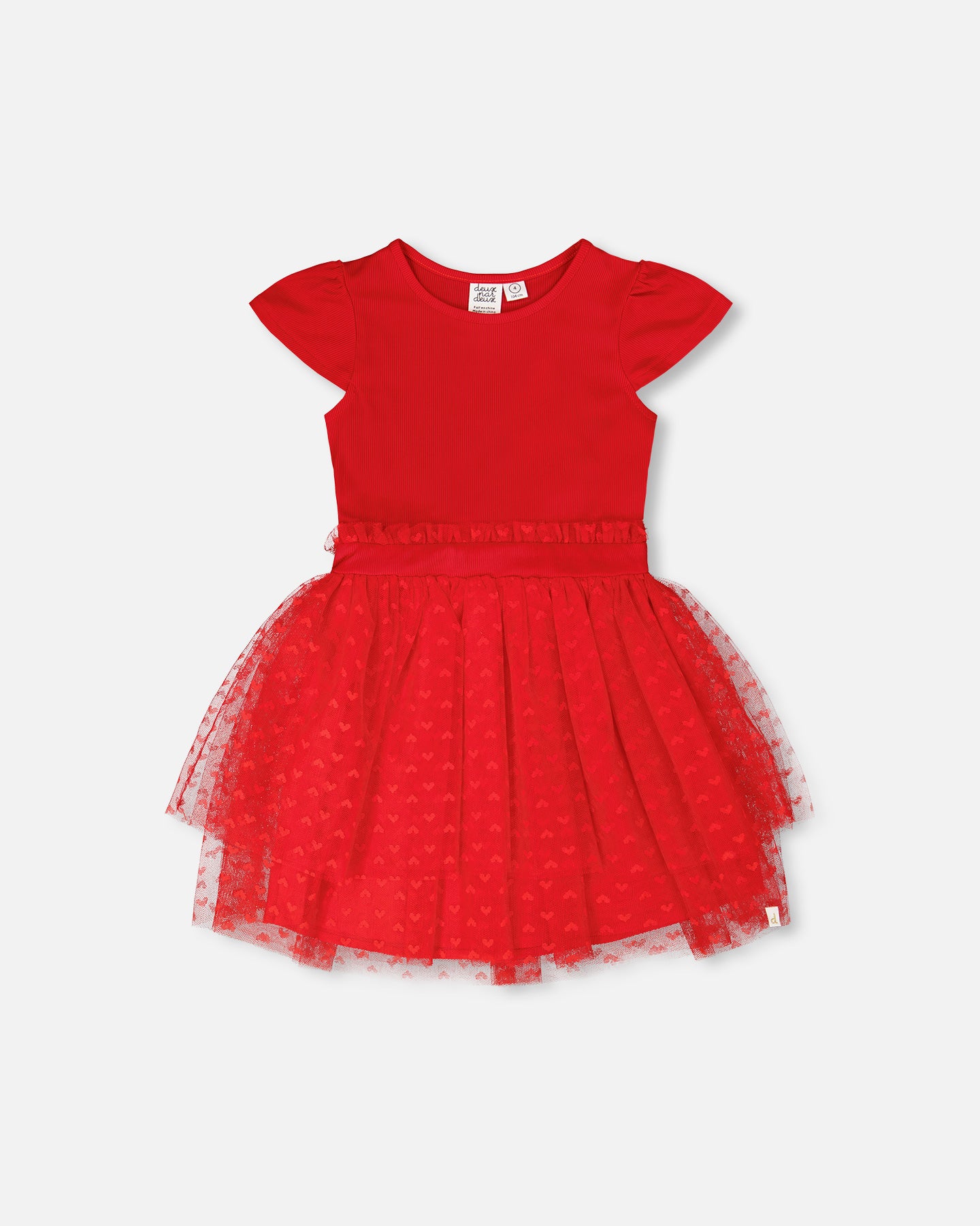 Deux Par Deux Girls Bi-Material Dress + Purse_ H30H88/H30HA