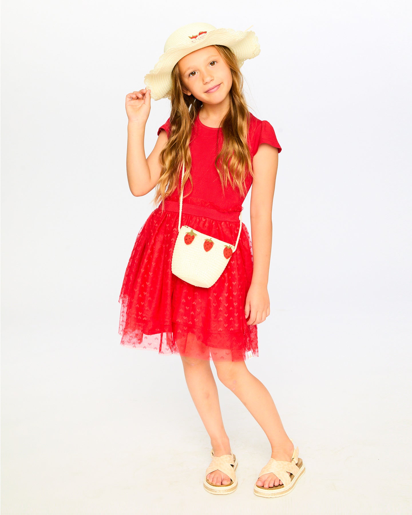 Deux Par Deux Girls Bi-Material Dress + Purse_ H30H88/H30HA