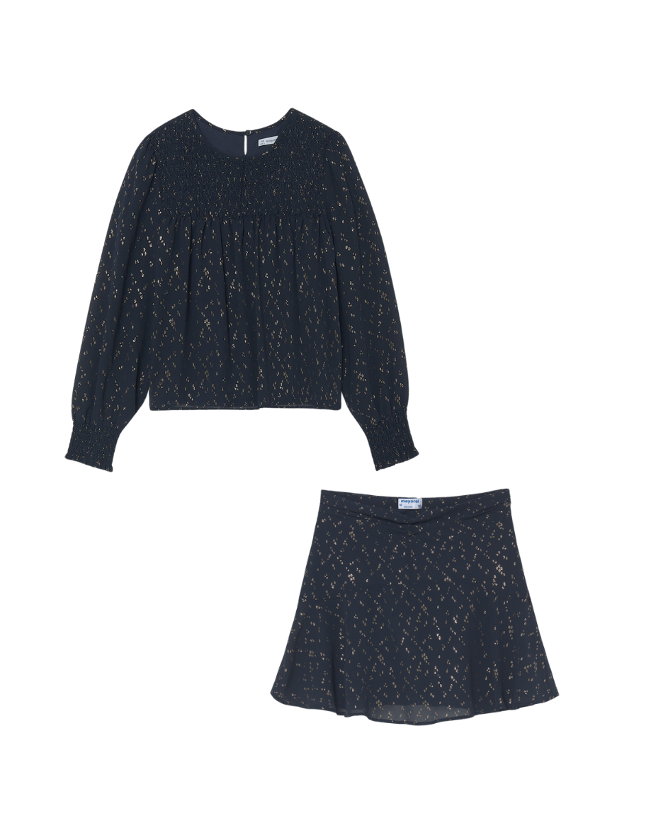 Mayoral Girls Chiffon Top & Skirt Set
