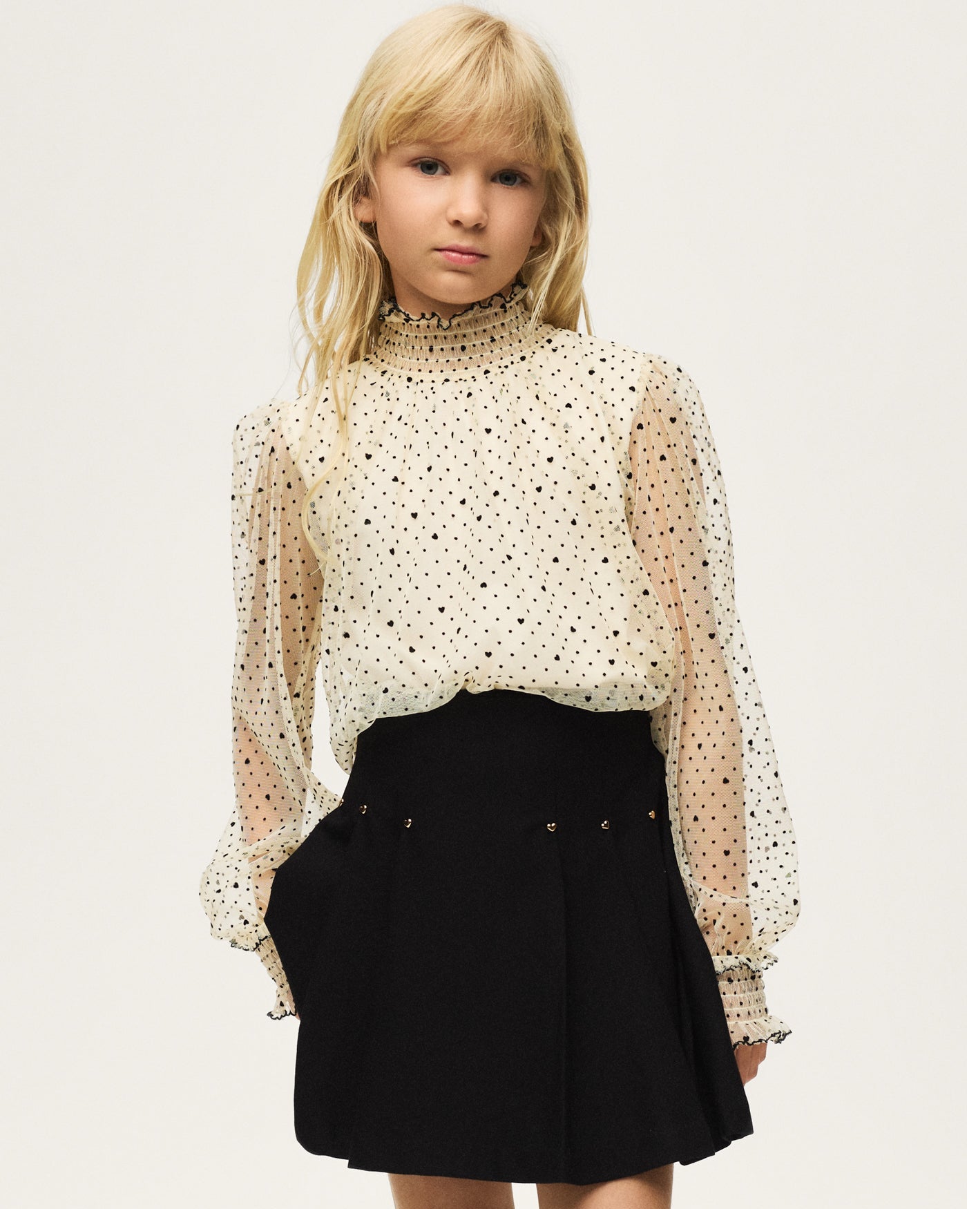 Mayoral Girls Plumeti Blouse and Skirt Set