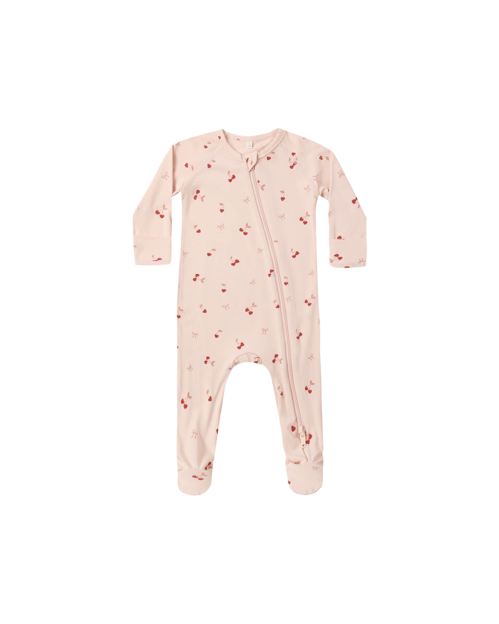 Quincy Mae Baby Girls Bamboo Cherry Hearts Zip Footie