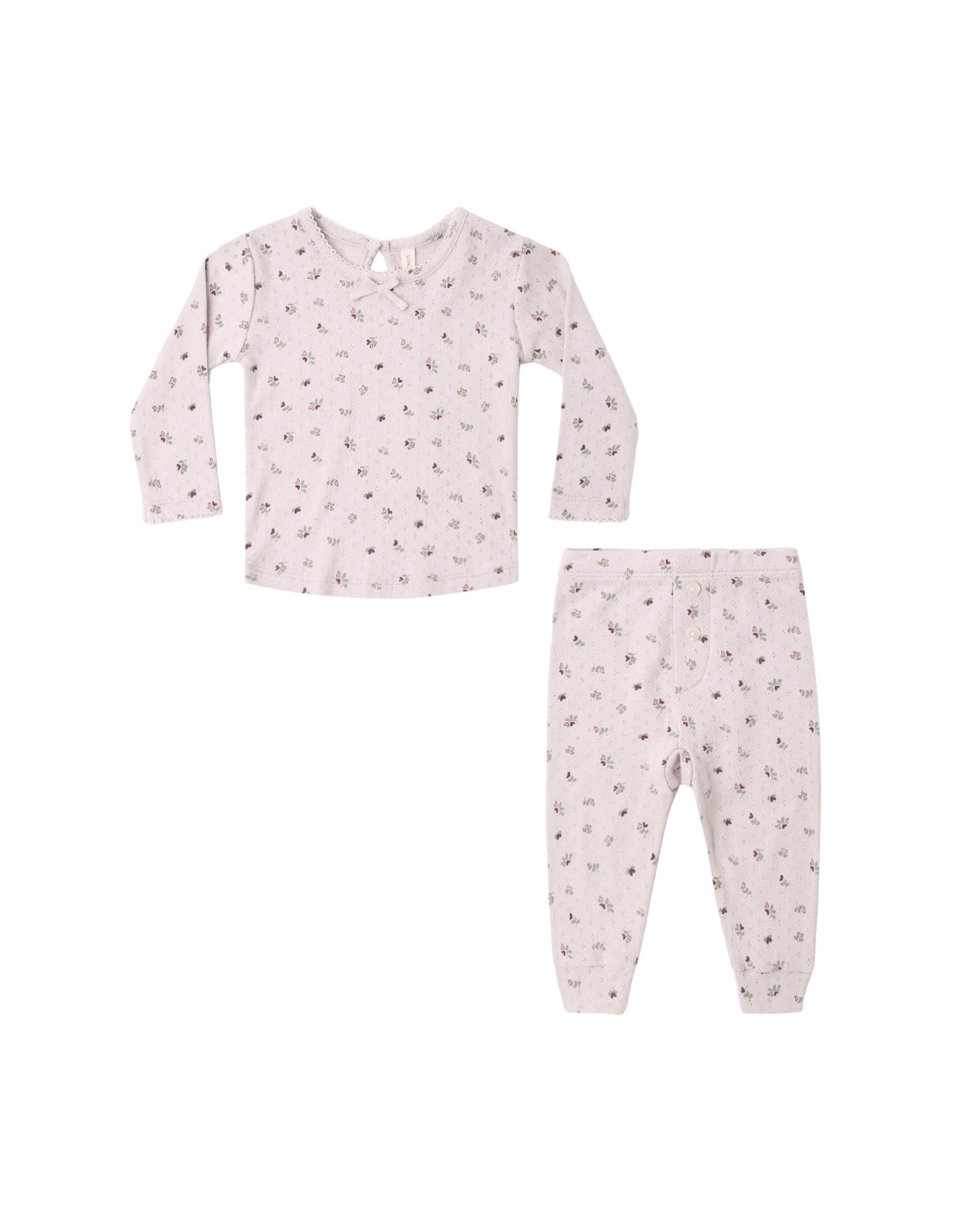 Quincy Mae Baby Girls Pointelle Hearts Long Sleeve tee & Leggings Set