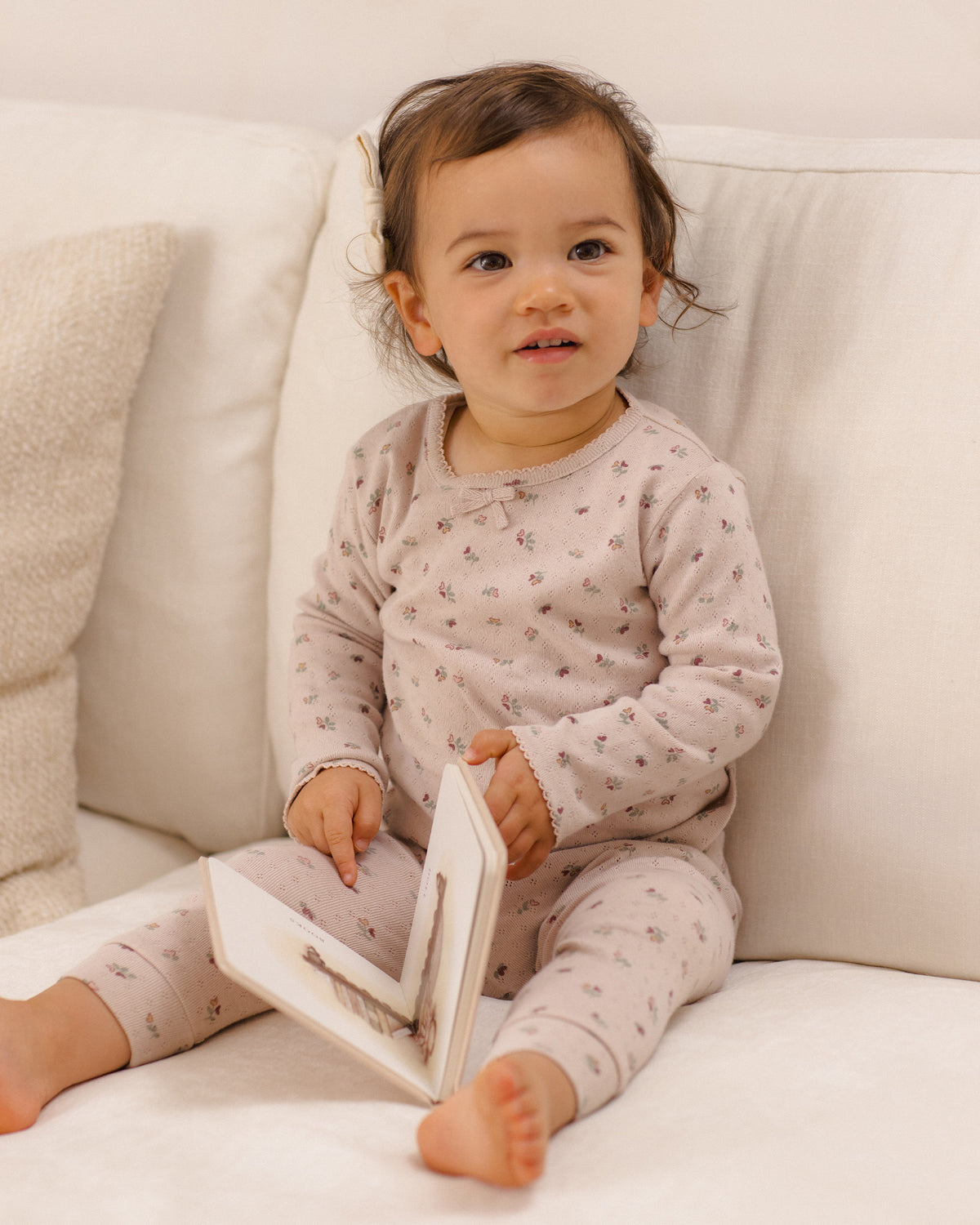 Quincy Mae Baby Girls Pointelle Hearts Long Sleeve tee & Leggings Set