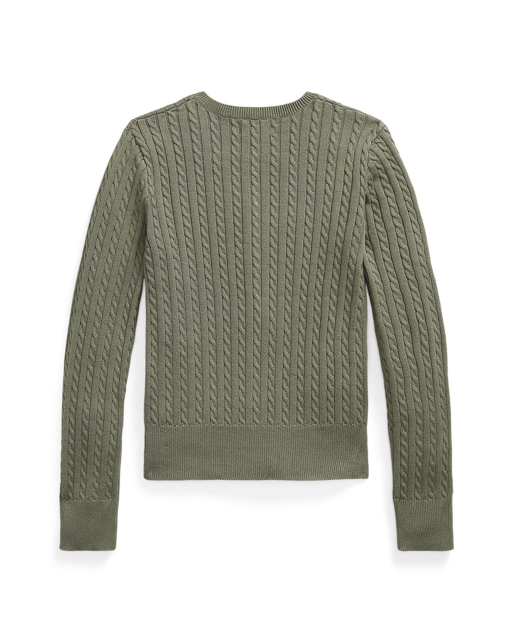 Ralph Lauren Girls Cable-Knit Cotton Cardigan Green Back