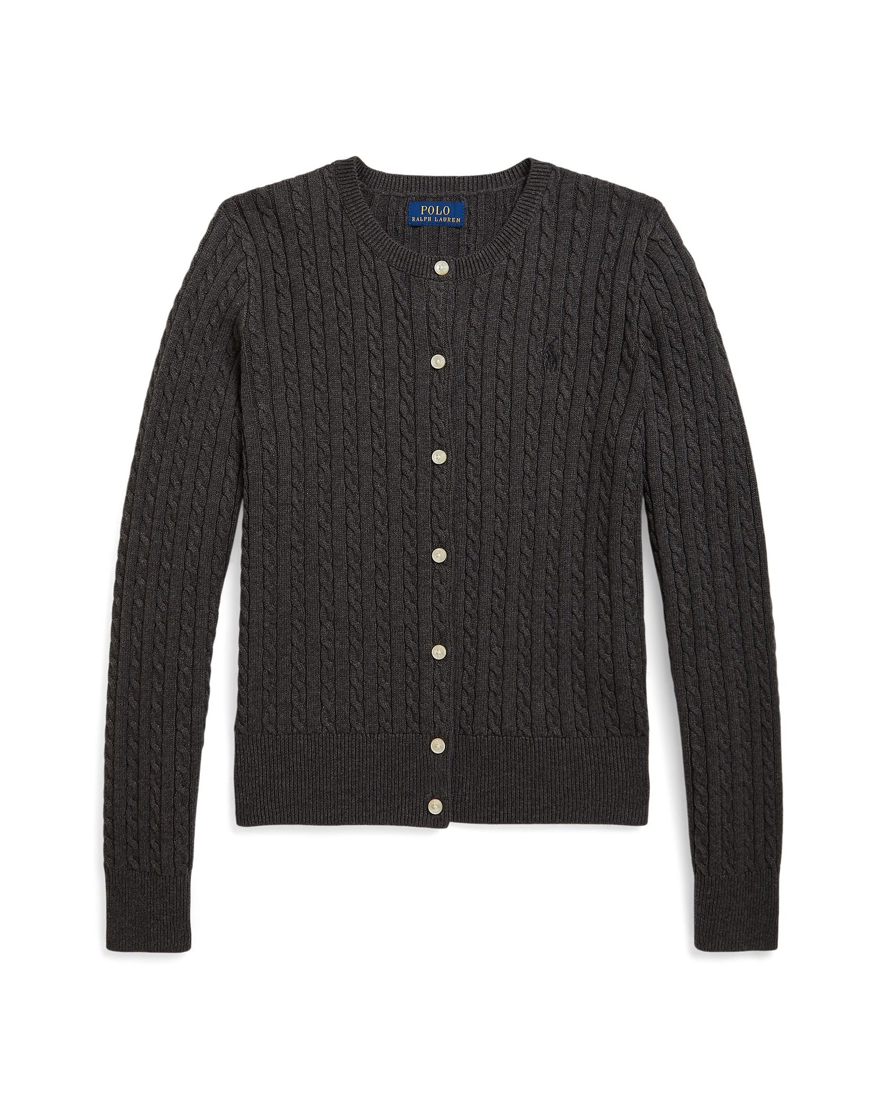 Ralph Lauren Girls Cable-Knit Cotton Cardigan grey