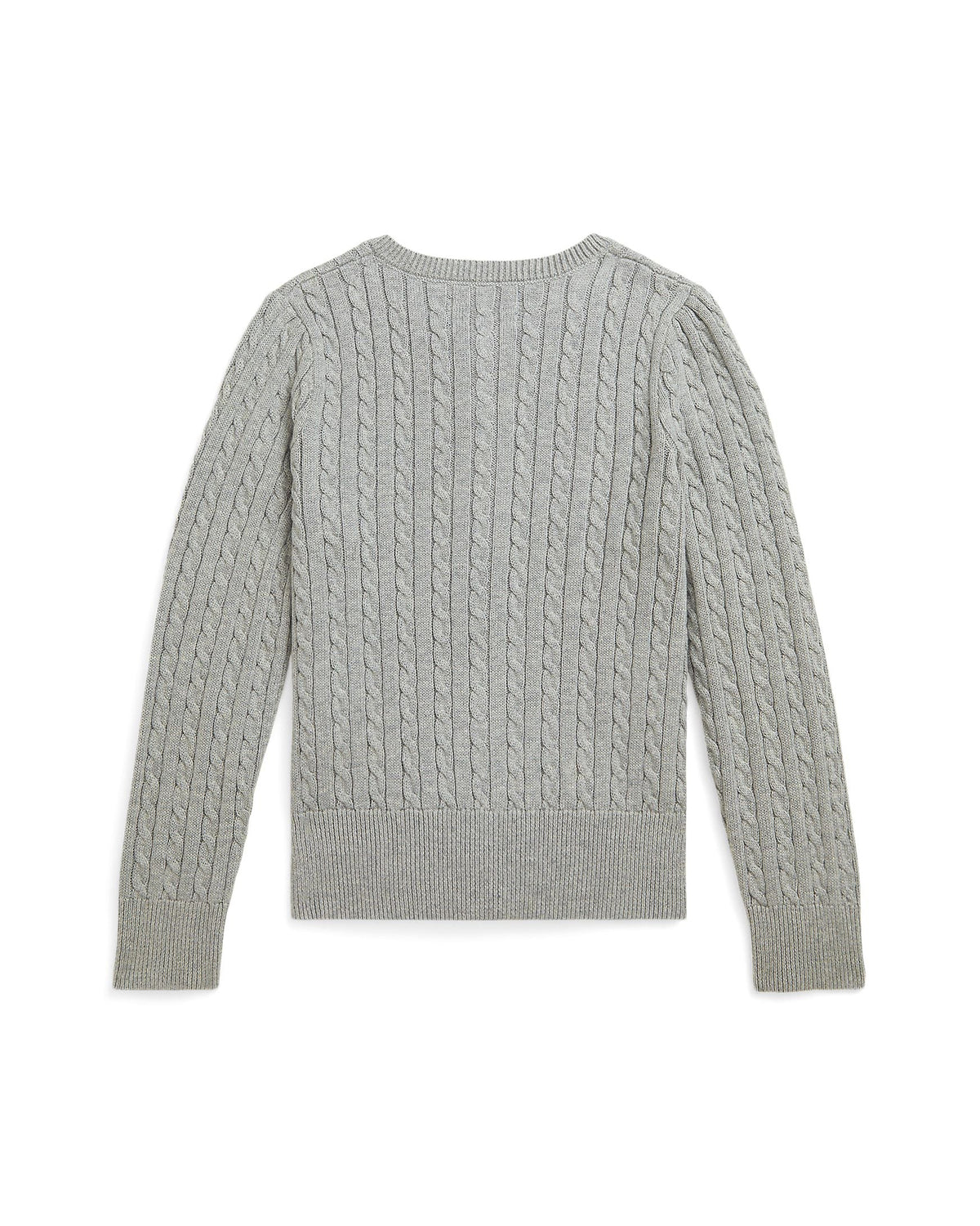 Ralph Lauren Girls Cable-Knit Cotton Cardigan light grey