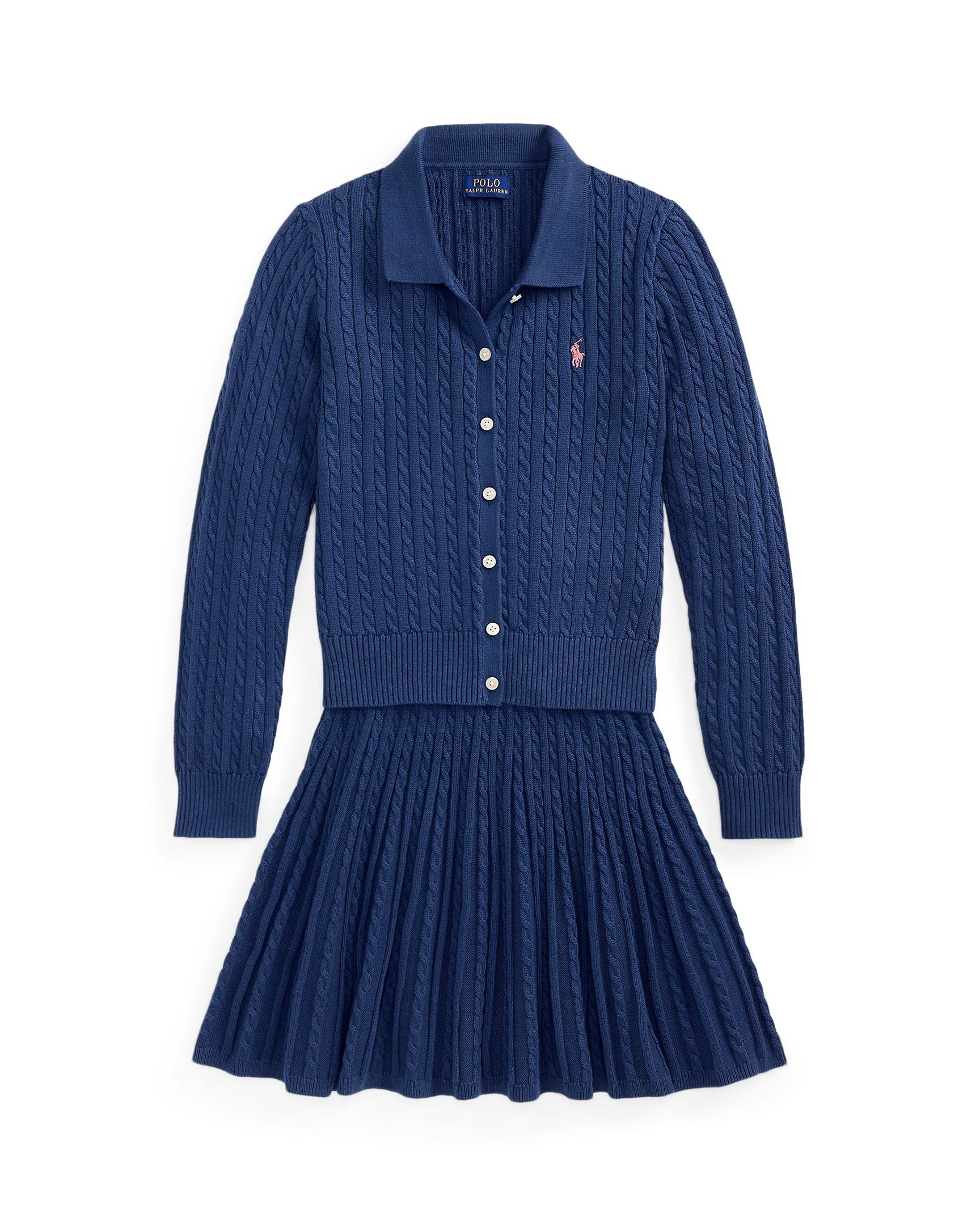 Ralph Lauren Girls Cotton Polo Cardigan & Skirt Set