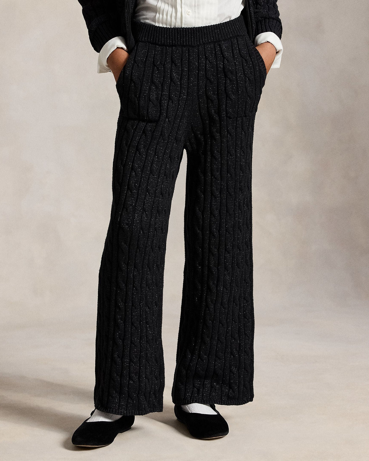Ralph Lauren Girls Metallic Cable Knit Pants