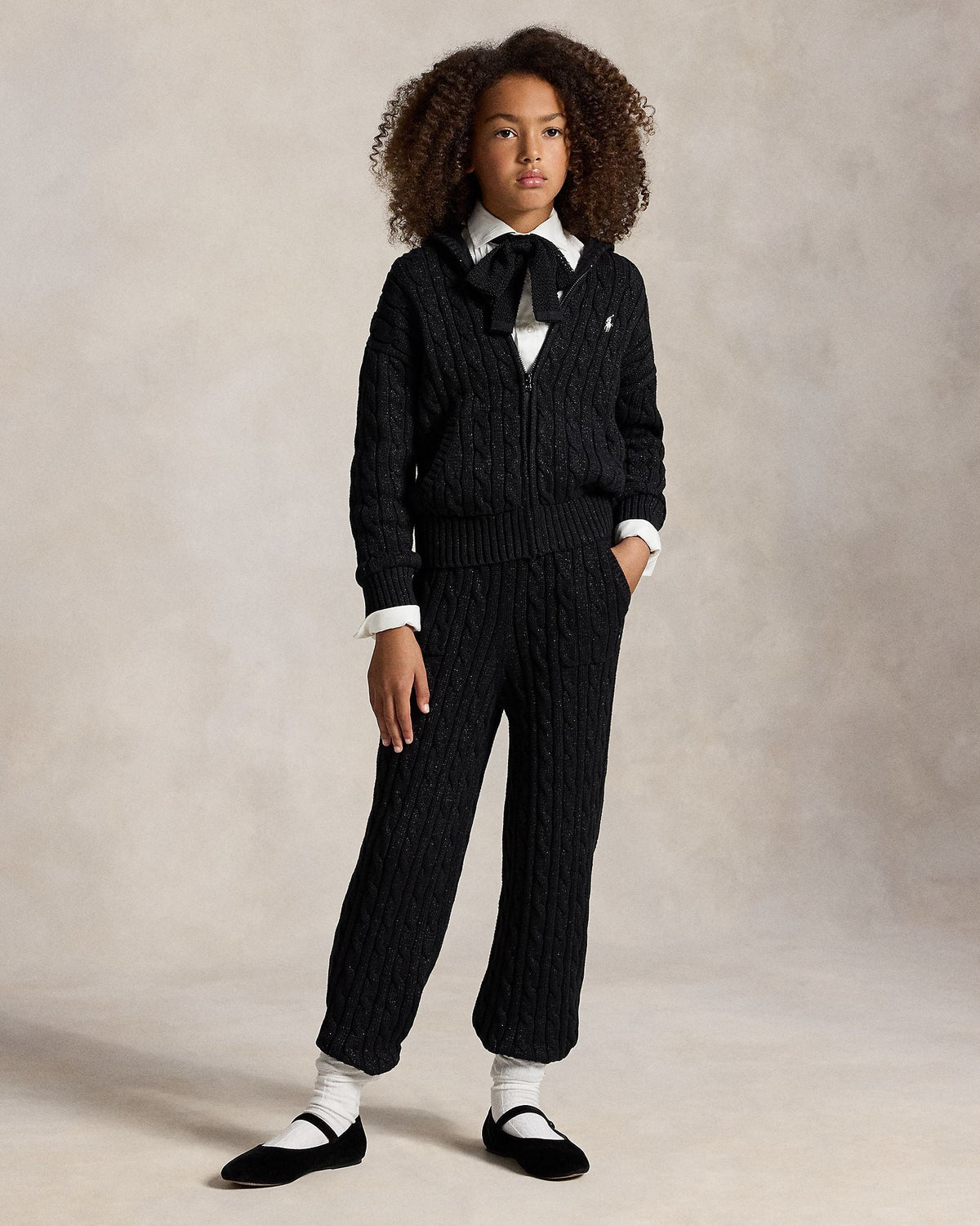 Ralph Lauren Girls Metallic Cable Knit Pants