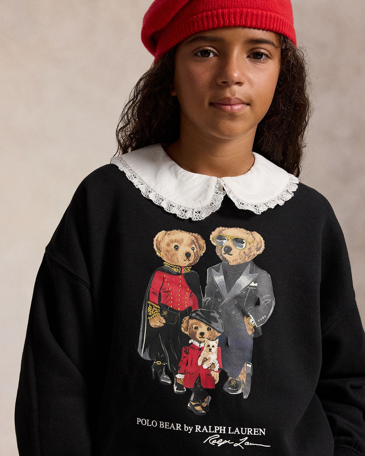 Ralph Lauren Girls Polo Bear Fleece Sweatshirt black
