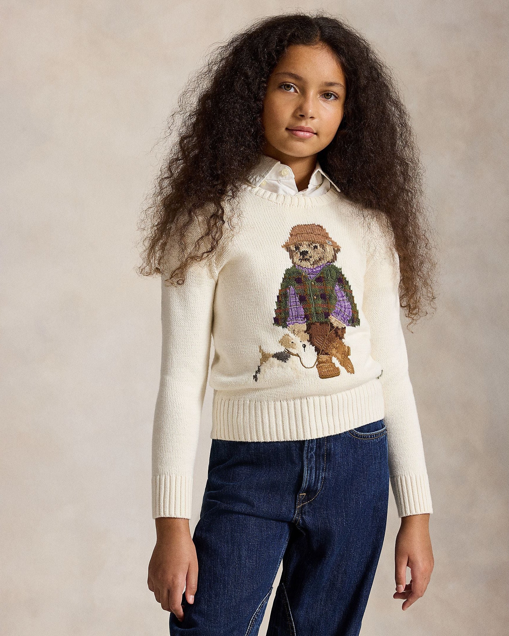 Ralph Lauren Girls Polo Bear Sweater