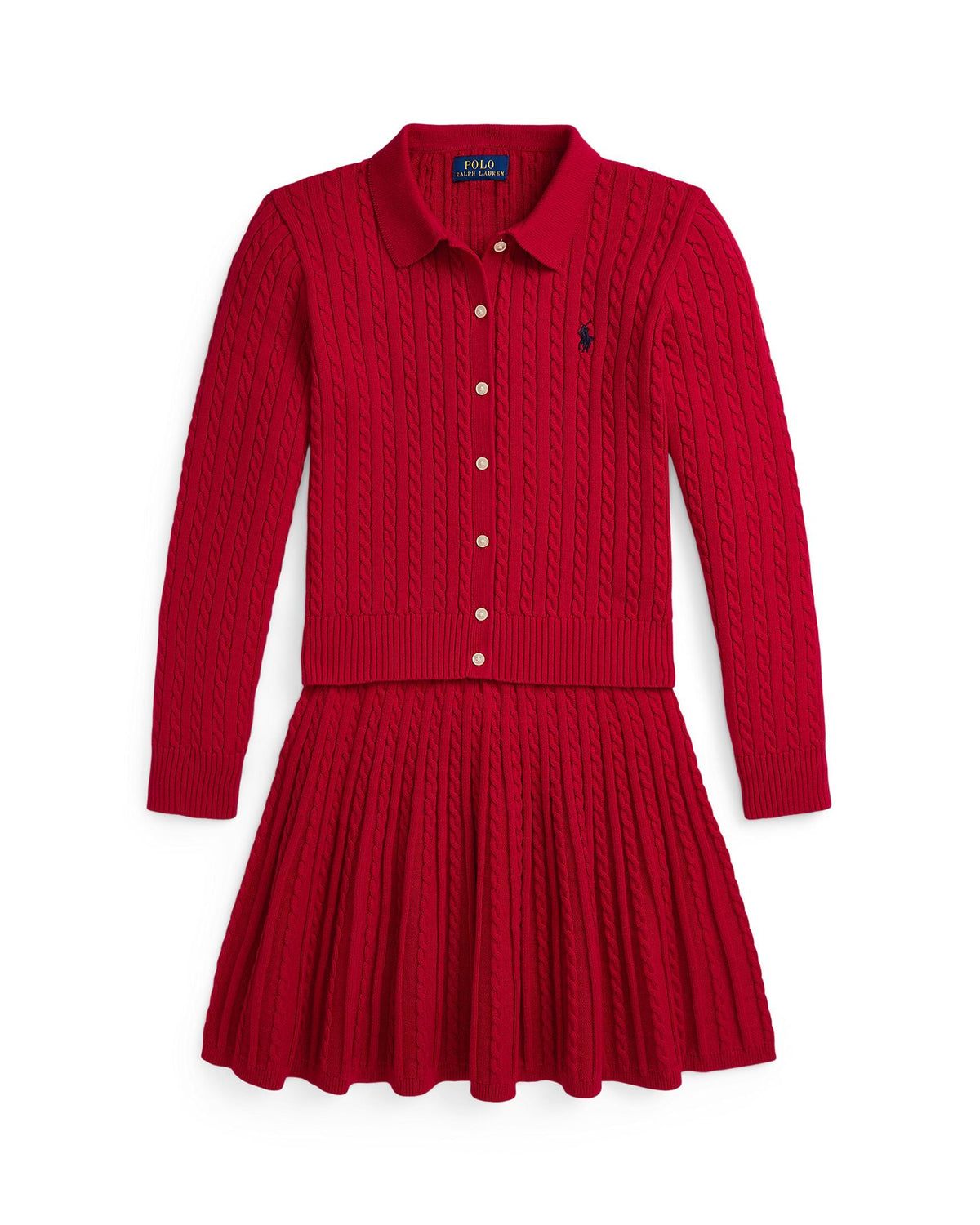 Ralph Lauren Girls Polo Cardigan & Skirt Set