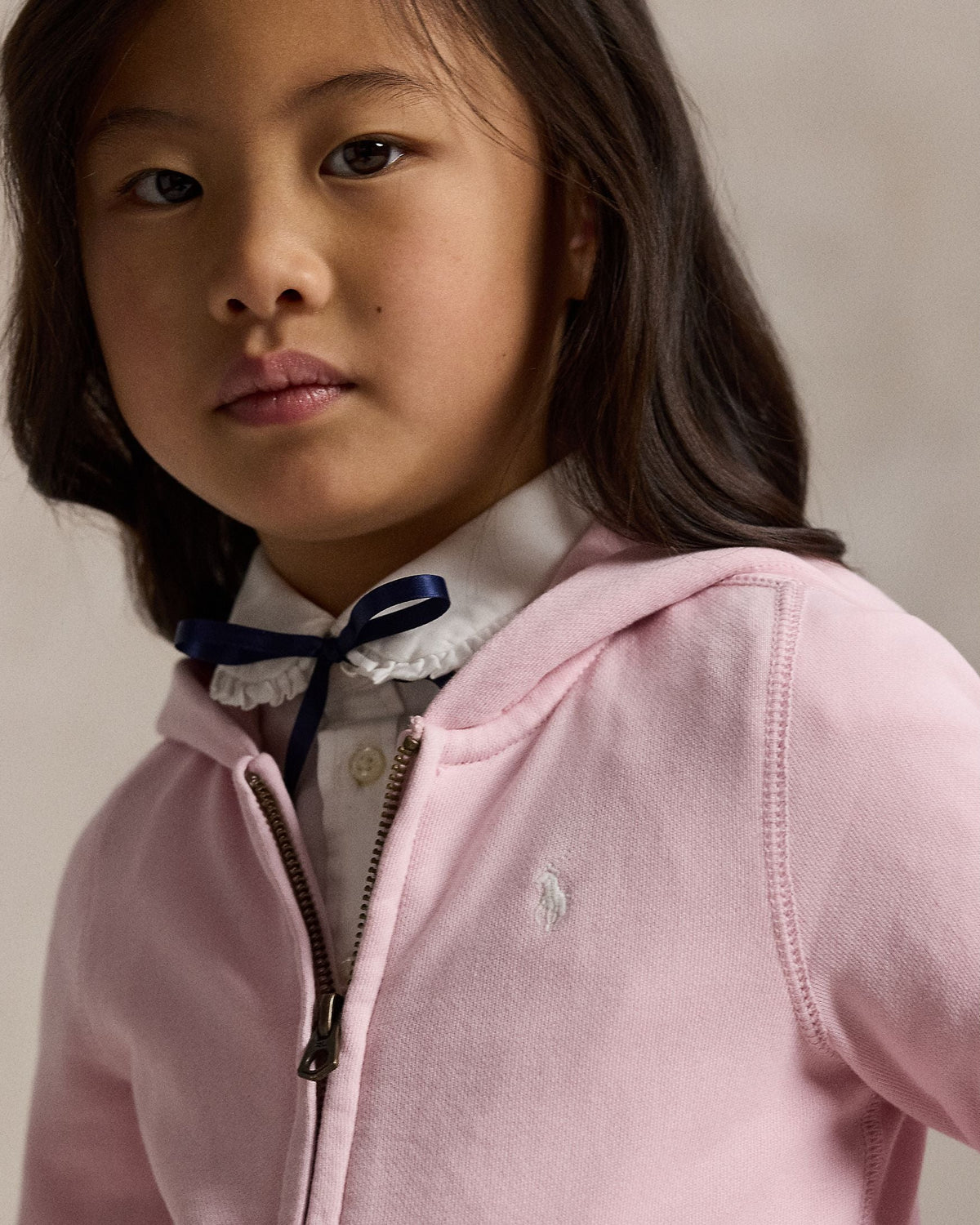Ralph Lauren Mini Girls Cotton-Blend-Fleece Full-Zip Hoodie pink