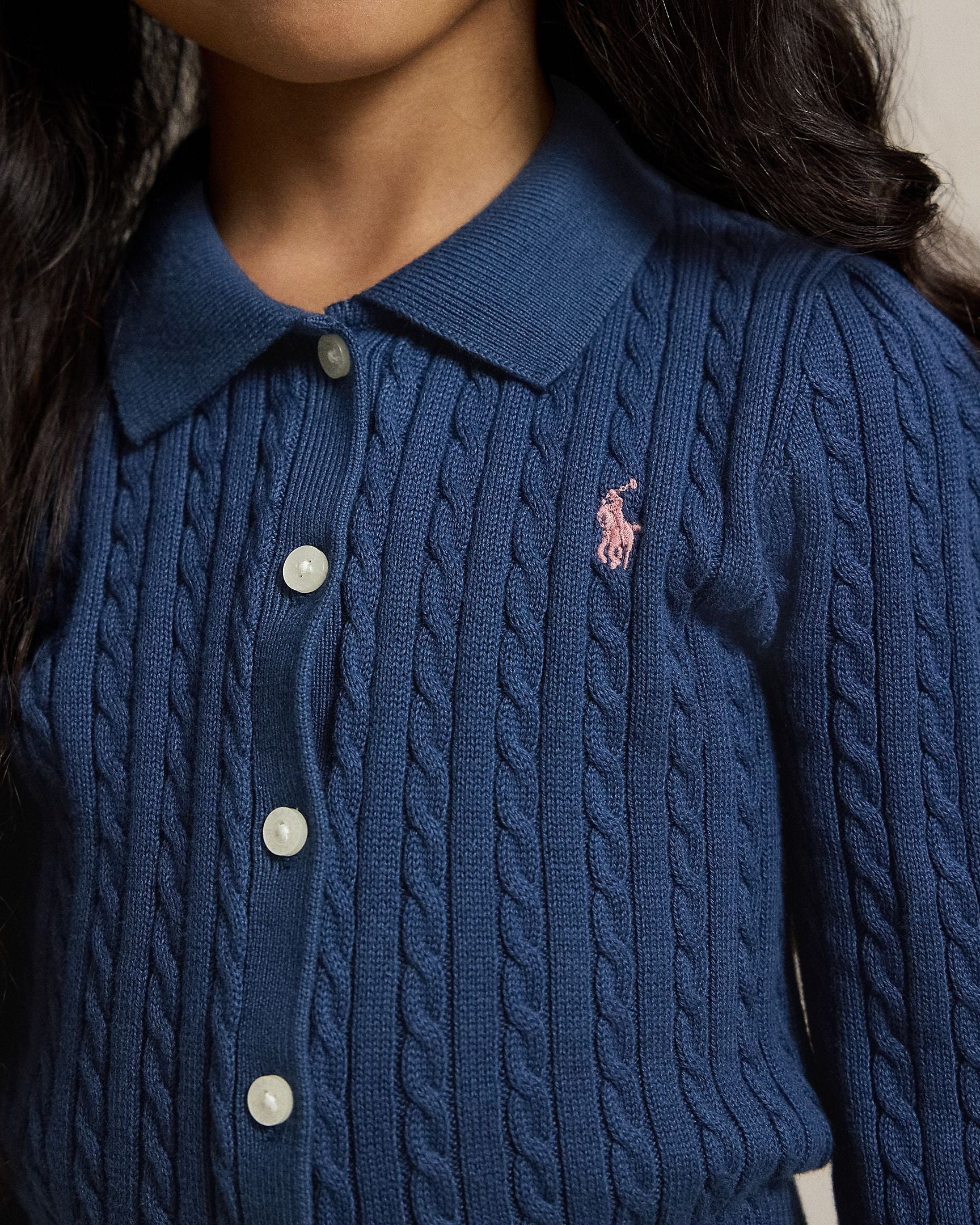 Ralph Lauren Mini Girls Cotton Polo Cardigan & Skirt Set