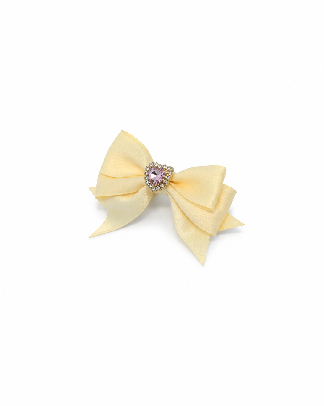 Rosie Heart Rhinestone Bow Hair Clip Set
