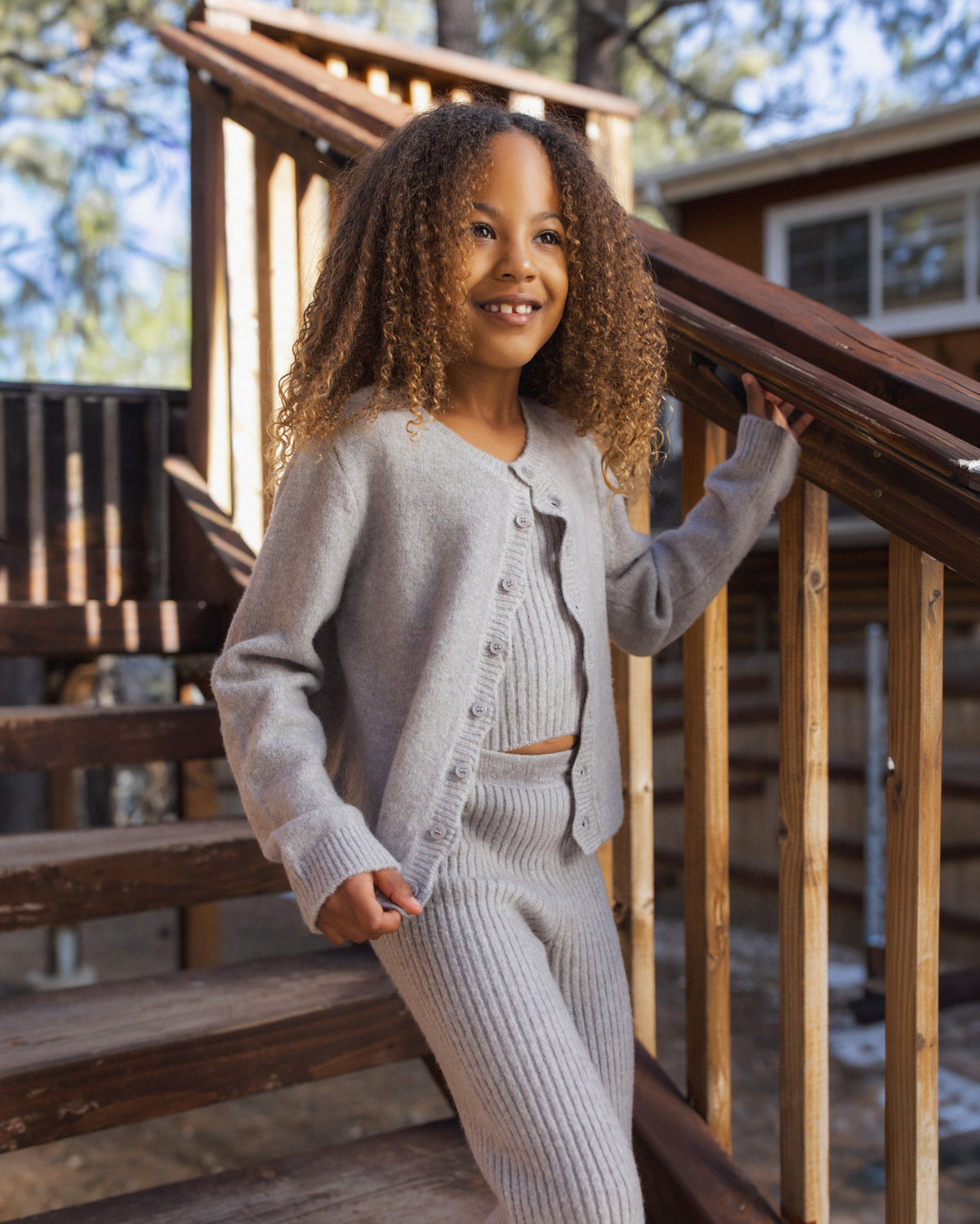 Rylee + Cru Mini Girls Scallop Cardigan