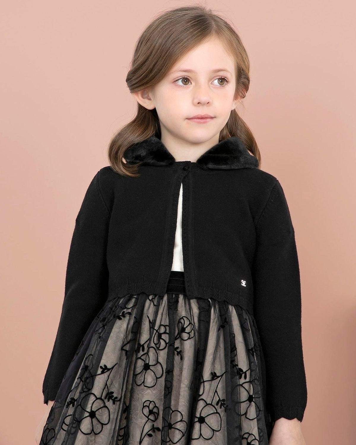 Abel & Lula Black Faux Fur Collar Bolero _5862 - 76 - NorthGirls