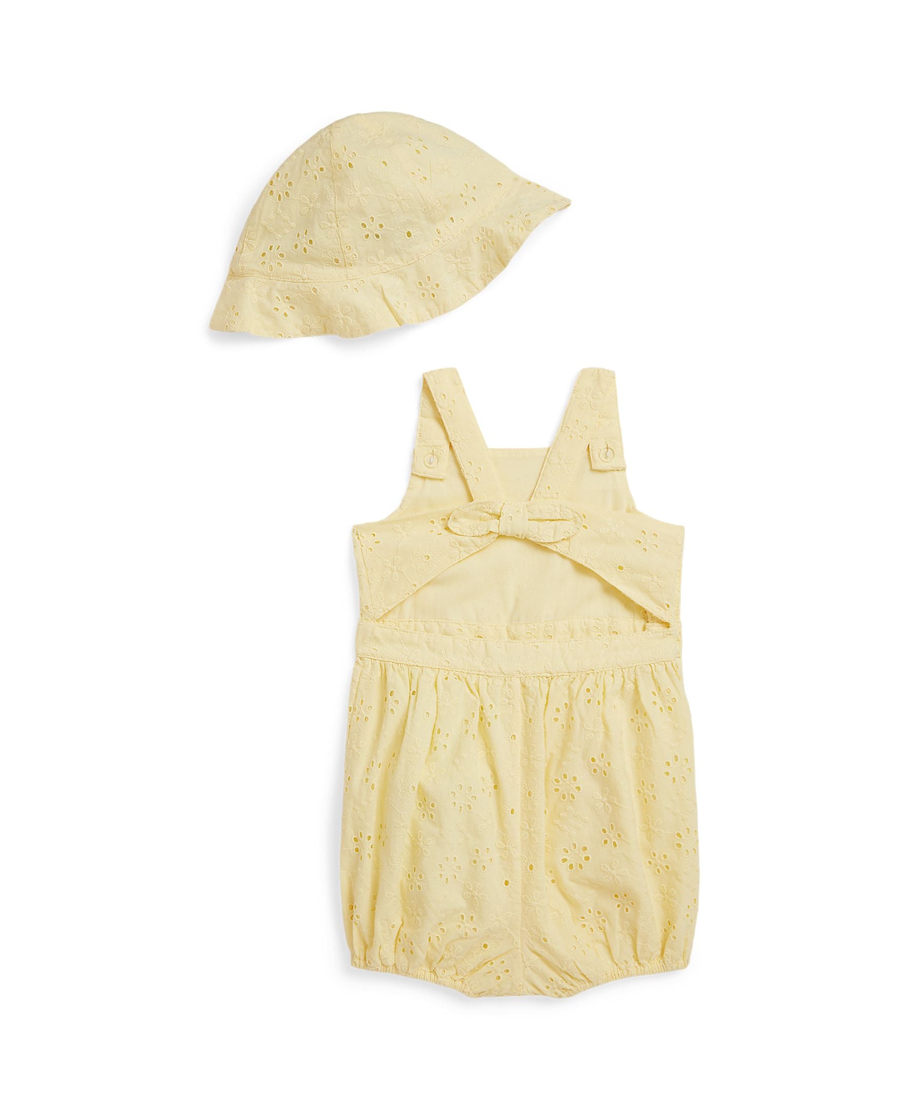 Ralph Lauren Baby Girls Cotton Eyelet Yellow Romper Set_ 310A12860001