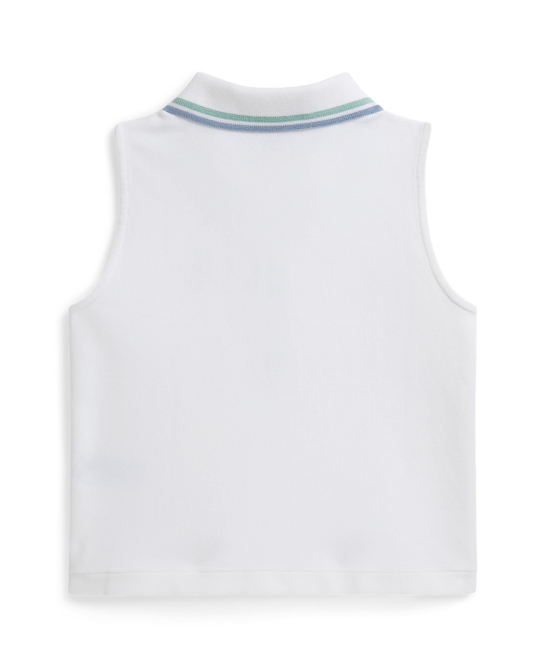 Ralph Lauren Girls Stretch Mesh Knit Sleeveless White Polo_ 313A11733001