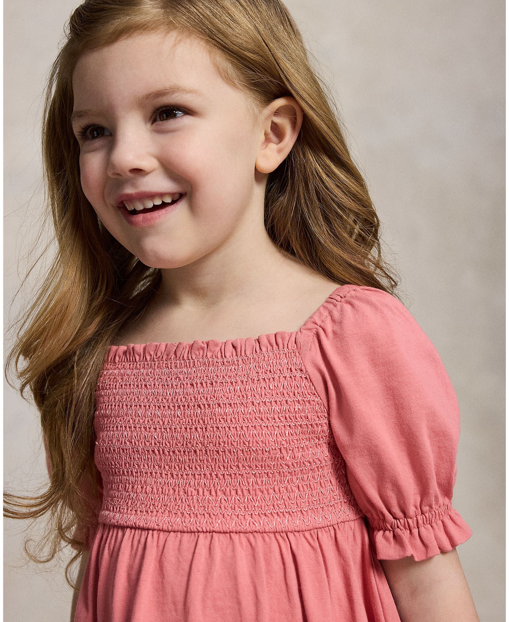 Ralph Lauren Mini Girls Jersey Short Sleeve Pink Smocked Dress_ 312965188500