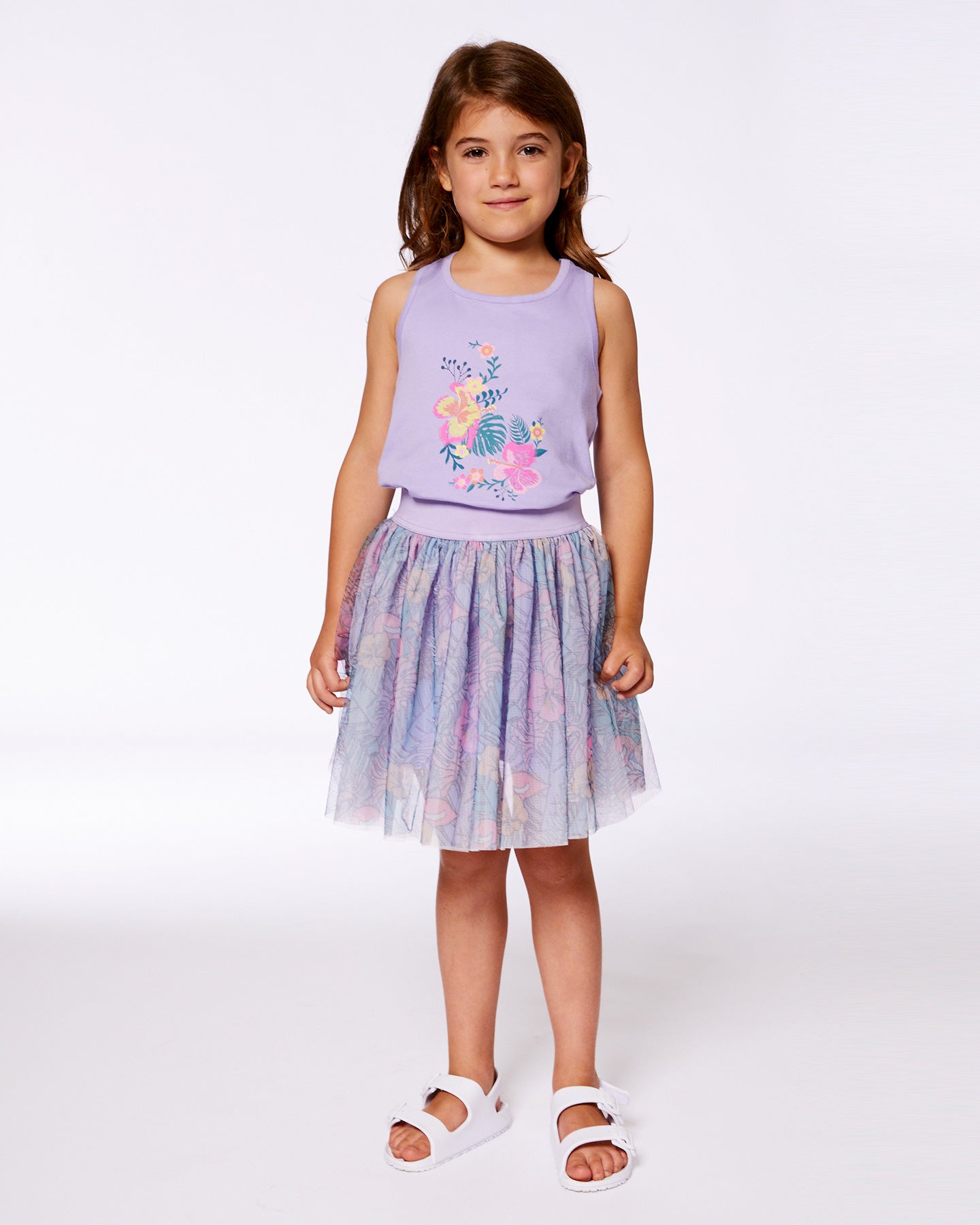 Deux Par Deux Girls Printed Organic Jersey Tank Top_ G30H73 - NorthGirls