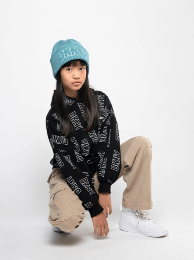 DKNY Junior Blue Knitted Hat With Embroidered Patch _D51000 - 763 - NorthGirls