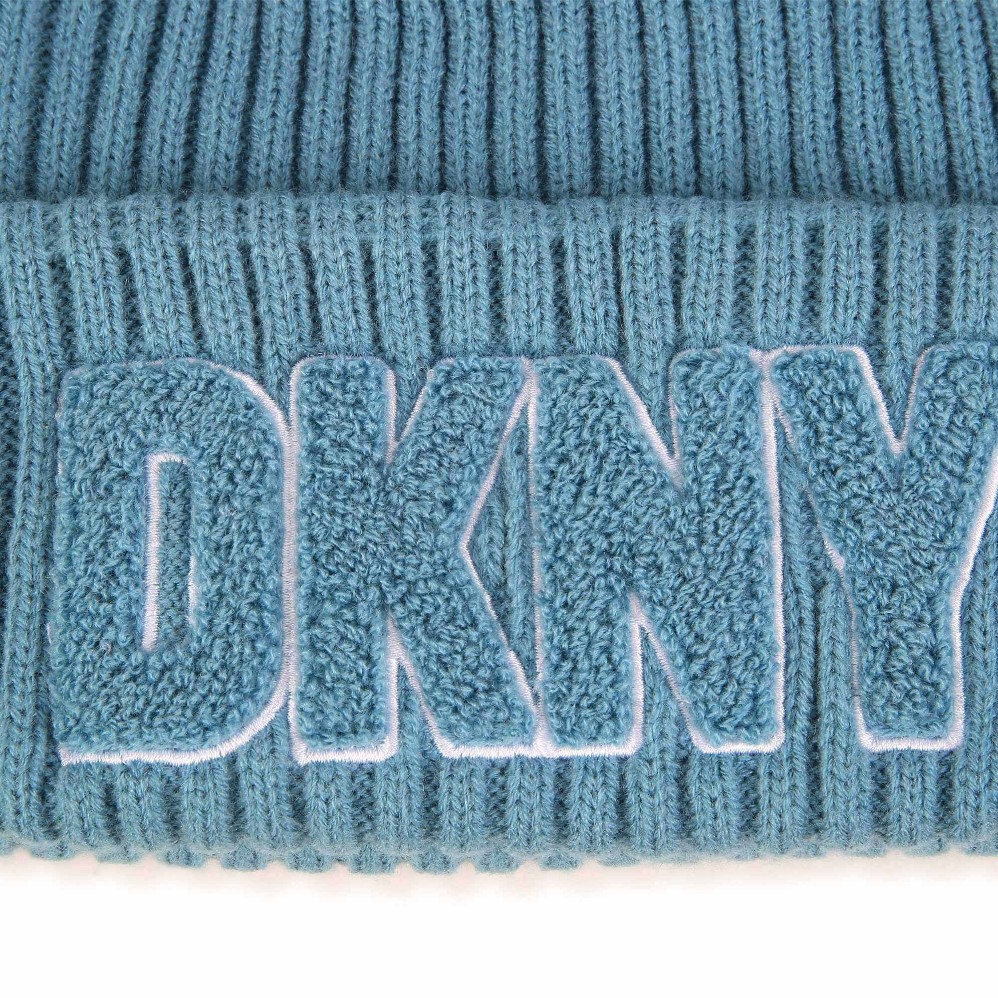 DKNY Junior Blue Knitted Hat With Embroidered Patch _D51000 - 763 - NorthGirls