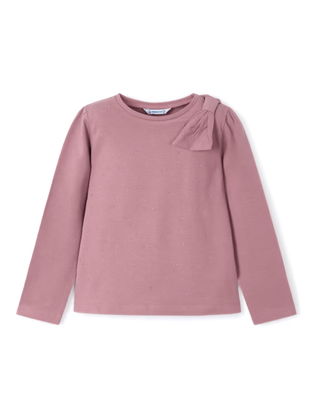 Girls Long Sleeve Shirt with Pearls & Bow - NorthGirls