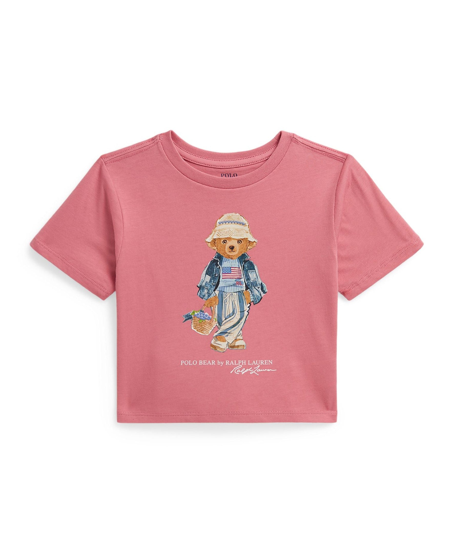 Ralph Lauren Mini Girls Polo Bear Jersey Knit Pink T-Shirt_ 312A11804001