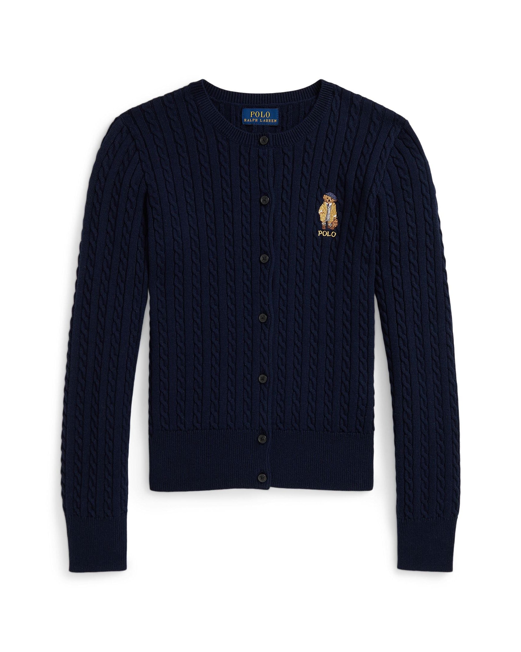 Ralph Lauren Girls Polo Bear Cable Cotton Cardigan