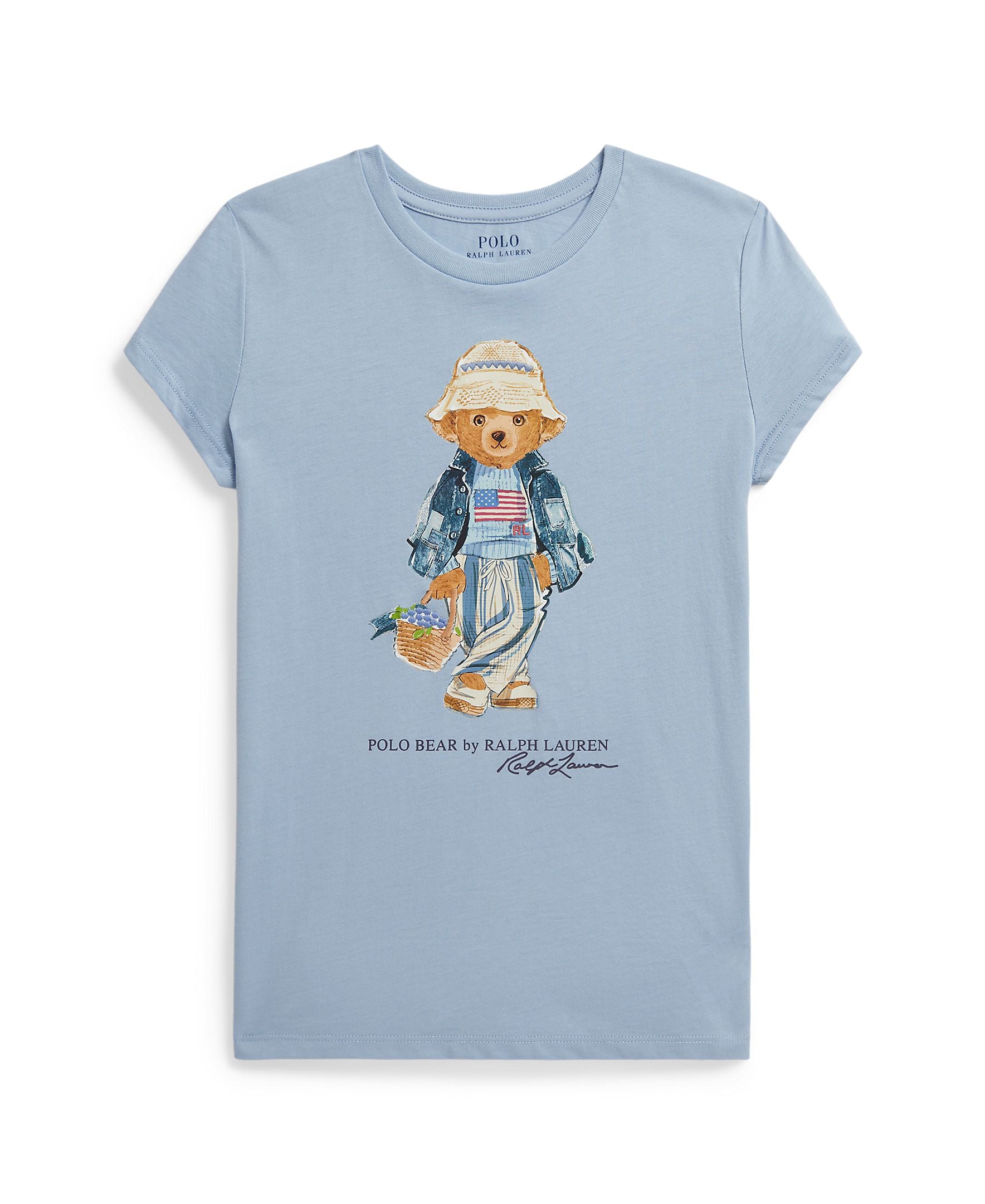 Ralph Lauren Girls Polo Bear Jersey Knit Estate Blue T-Shirt_ 313A11759002