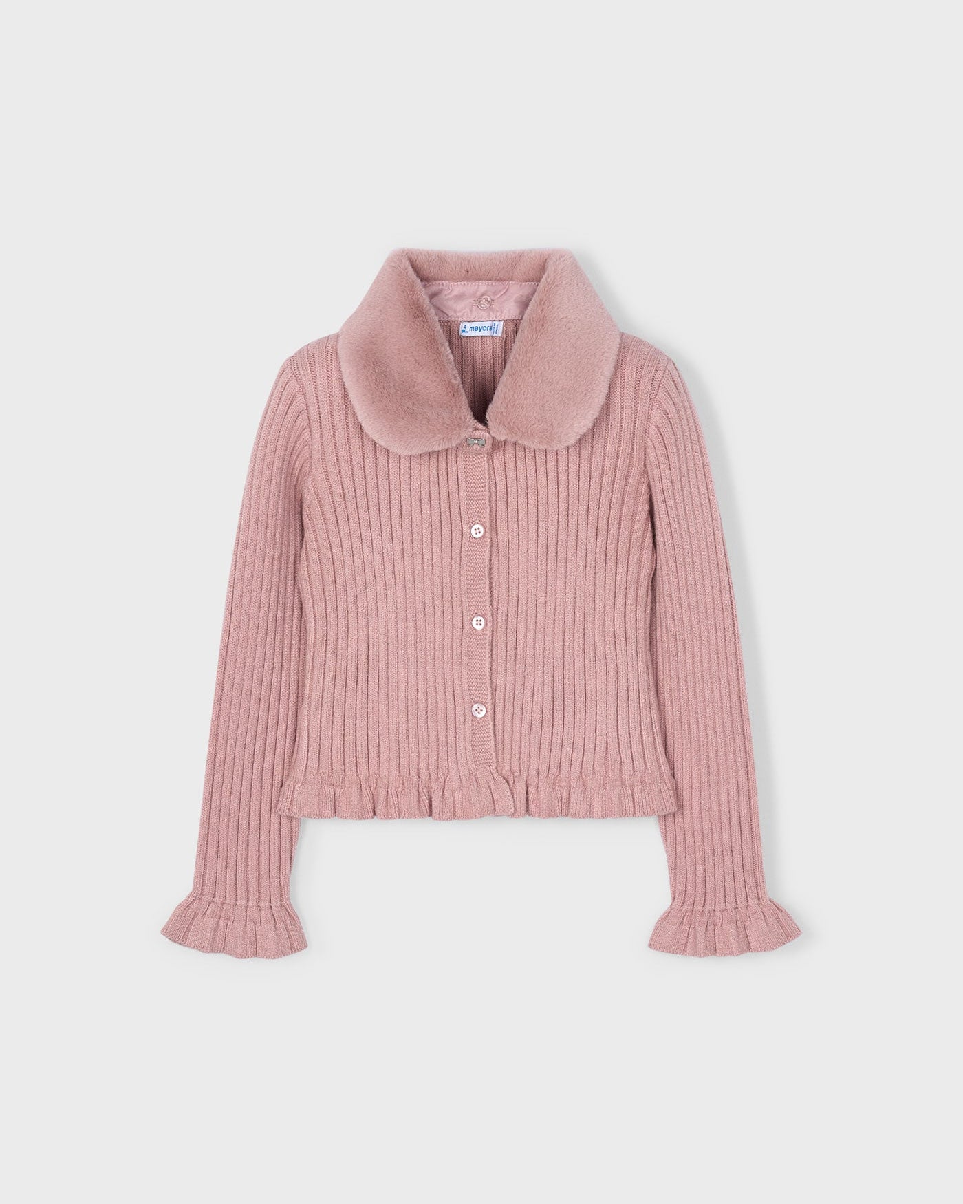 Mayoral Girls Faux Fur Collar Cardigan_ 4311 - NorthGirls