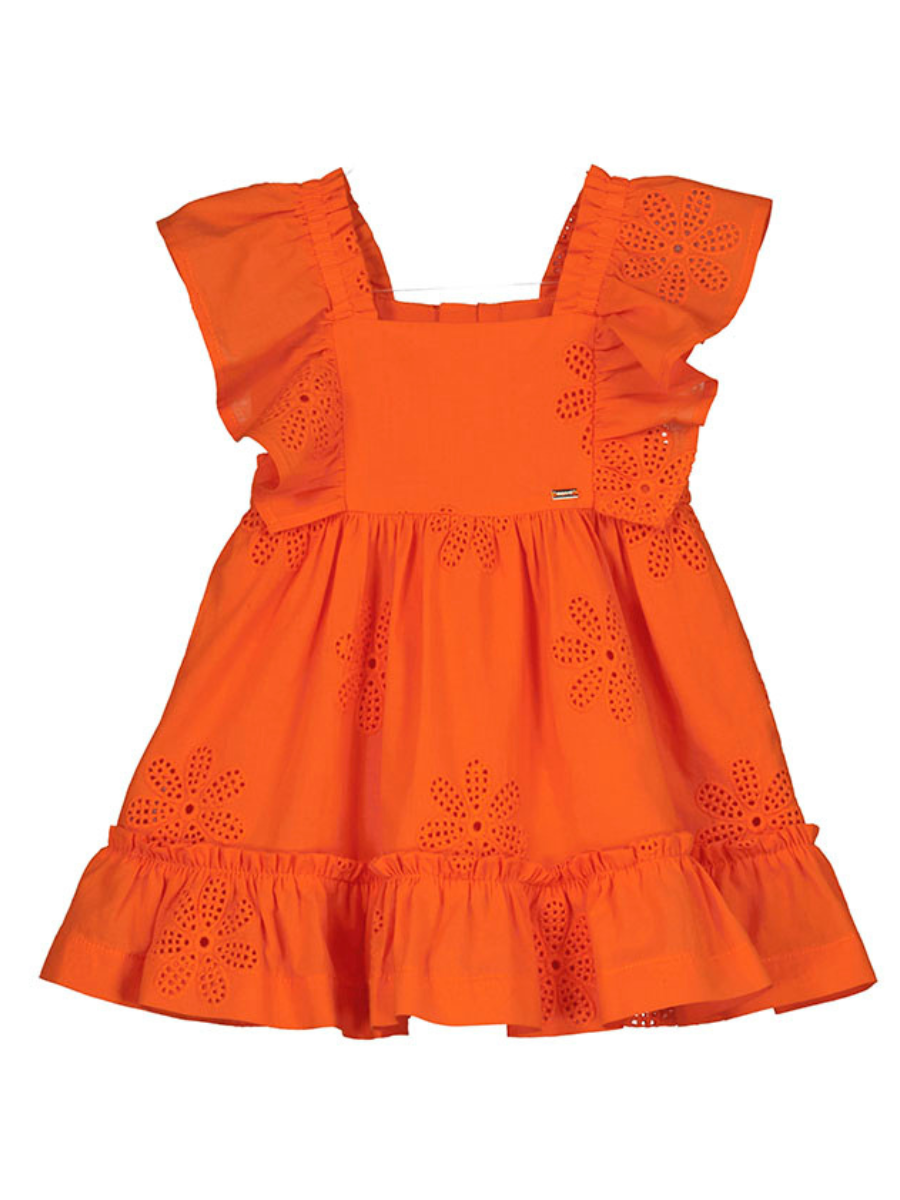 Mayoral Baby Orange Embroidered Dress_ 1913-88