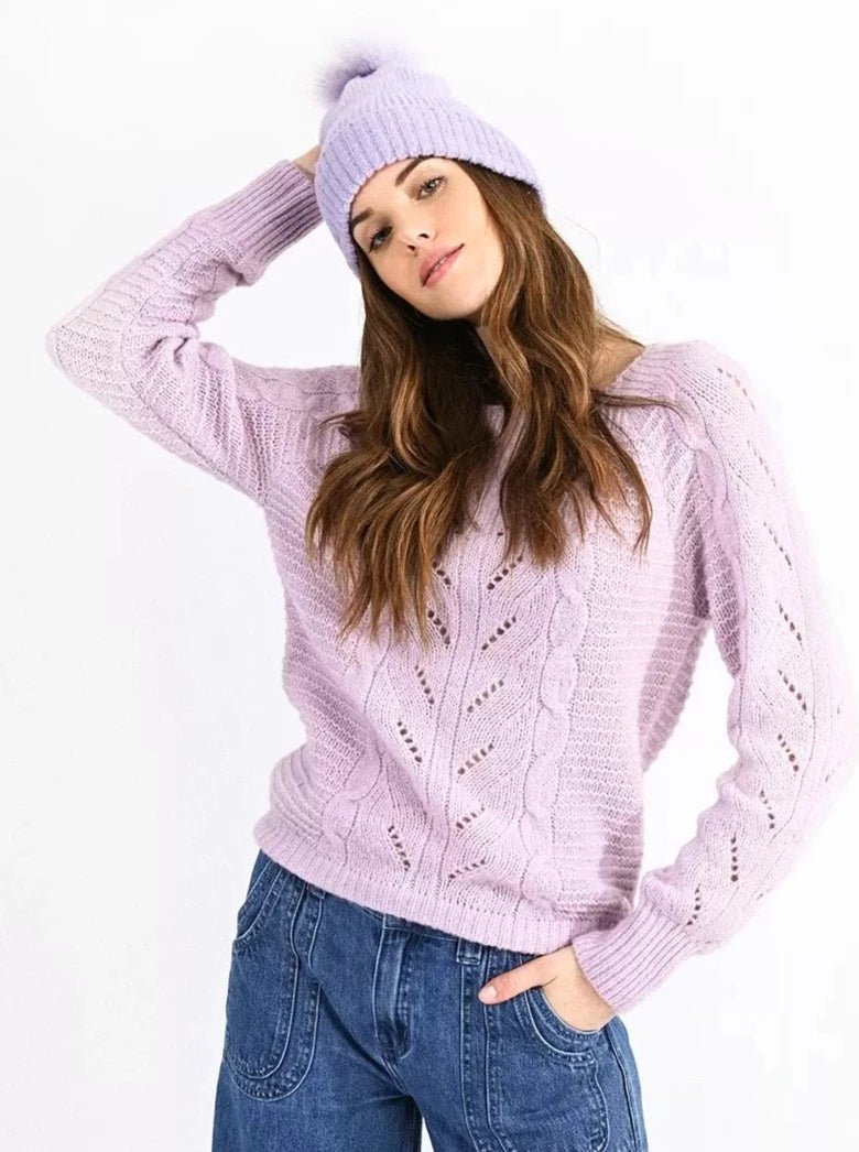 Mini Molly Purple Knitted Studded Hat _B259BH23 - 0608 - NorthGirls