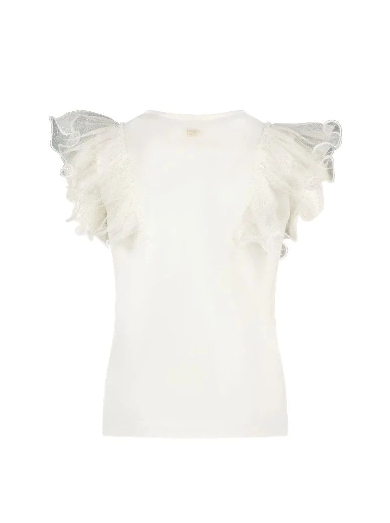 Le Chic Noblesse Sparkly Tulle T-Shirt Off White _C312-5402-003
