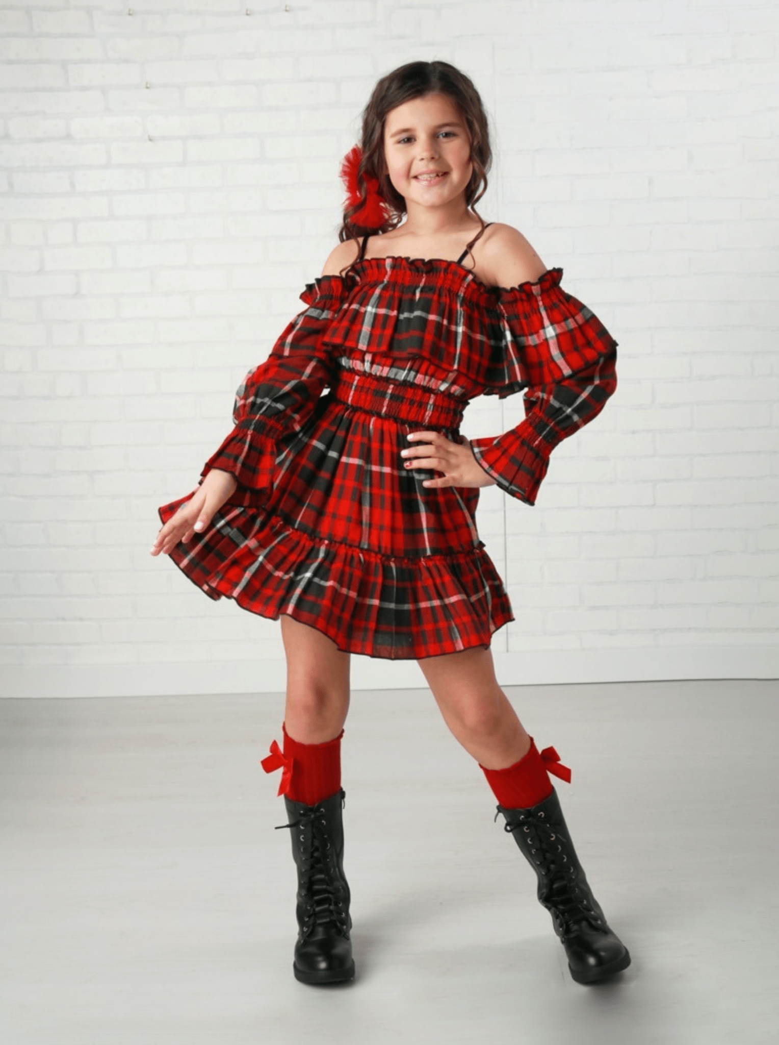tartan off the shoulder dress Ooh! La La! Red Avery Plaid Off The Shoulder Dress – NorthGirls