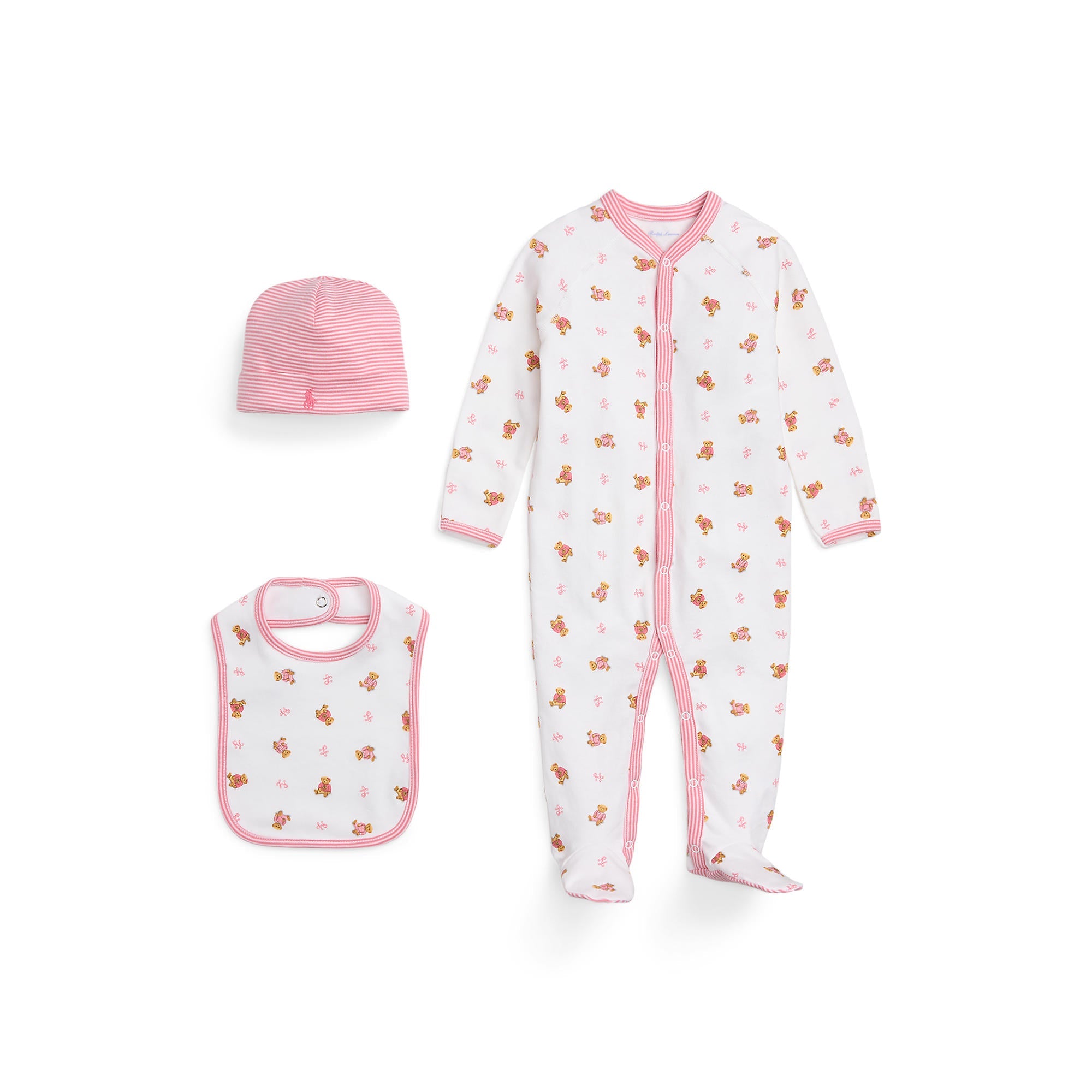 Ralph Lauren Baby Girls Polo Bear 3 Piece Cotton Gift Set - NorthGirls